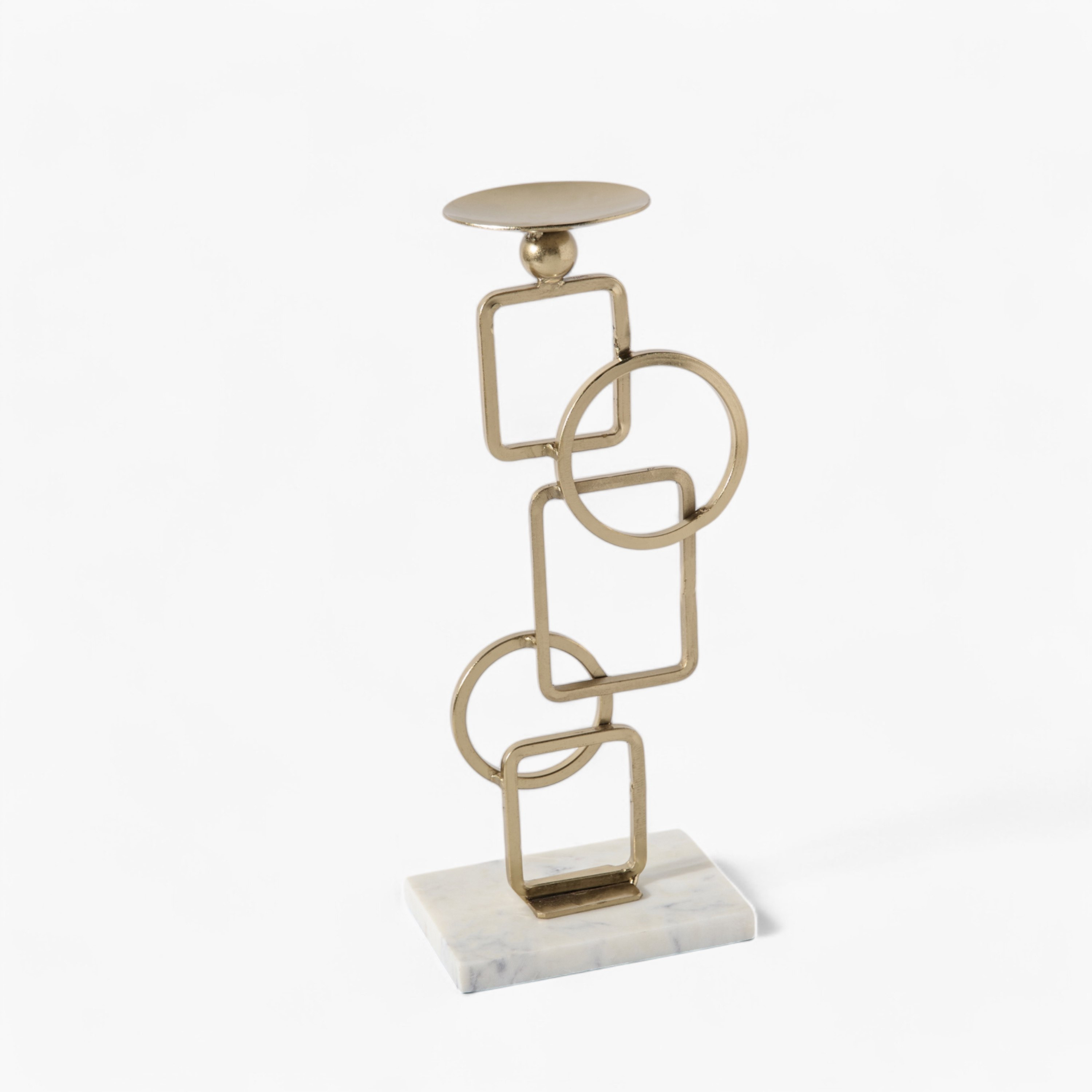 Blake Metal Pillar Candleholder with Marble Base - 16x10x34 cm-hbxlivingroom-decorandaccessories-candleholders-image-6
