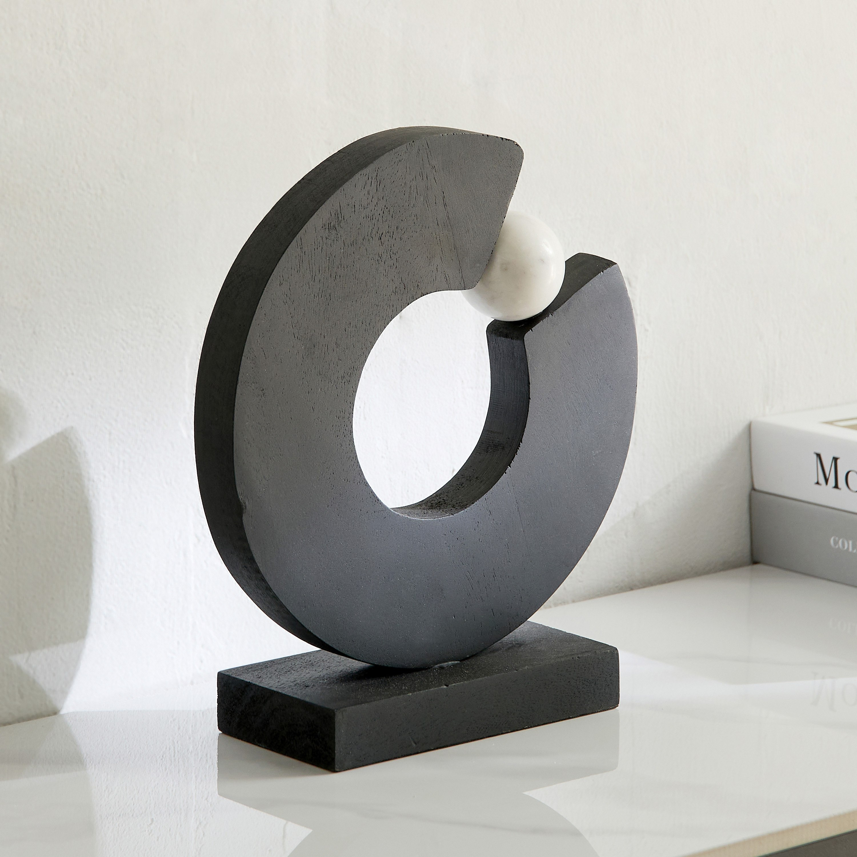 Blake Wooden Table Accent with Marble Ball - 29x9x27.5 cm-hbxhomeware-homedecor-figurinesandornaments-image-1