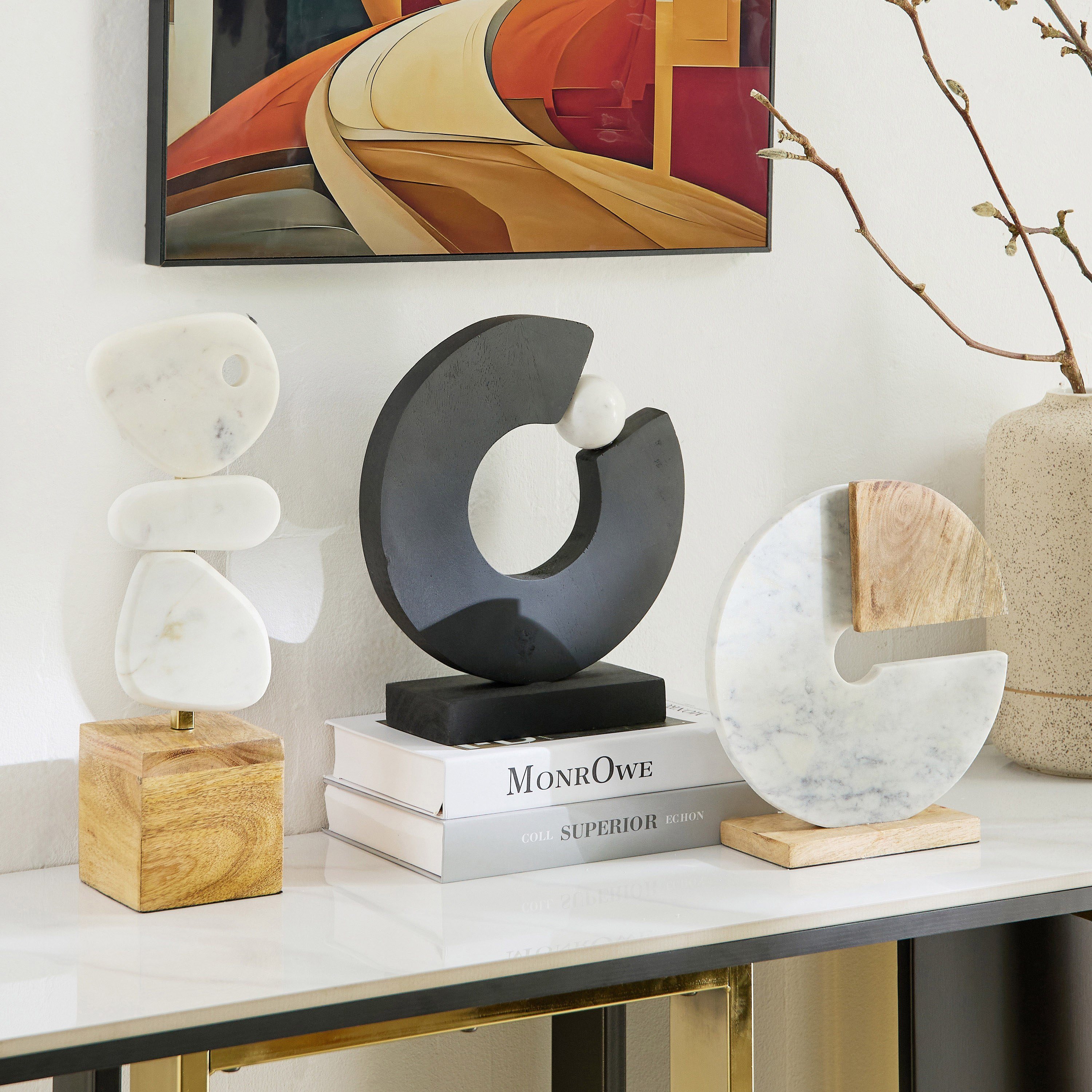 Blake Wooden Table Accent with Marble Ball - 29x9x27.5 cm-hbxhomeware-homedecor-figurinesandornaments-image-4