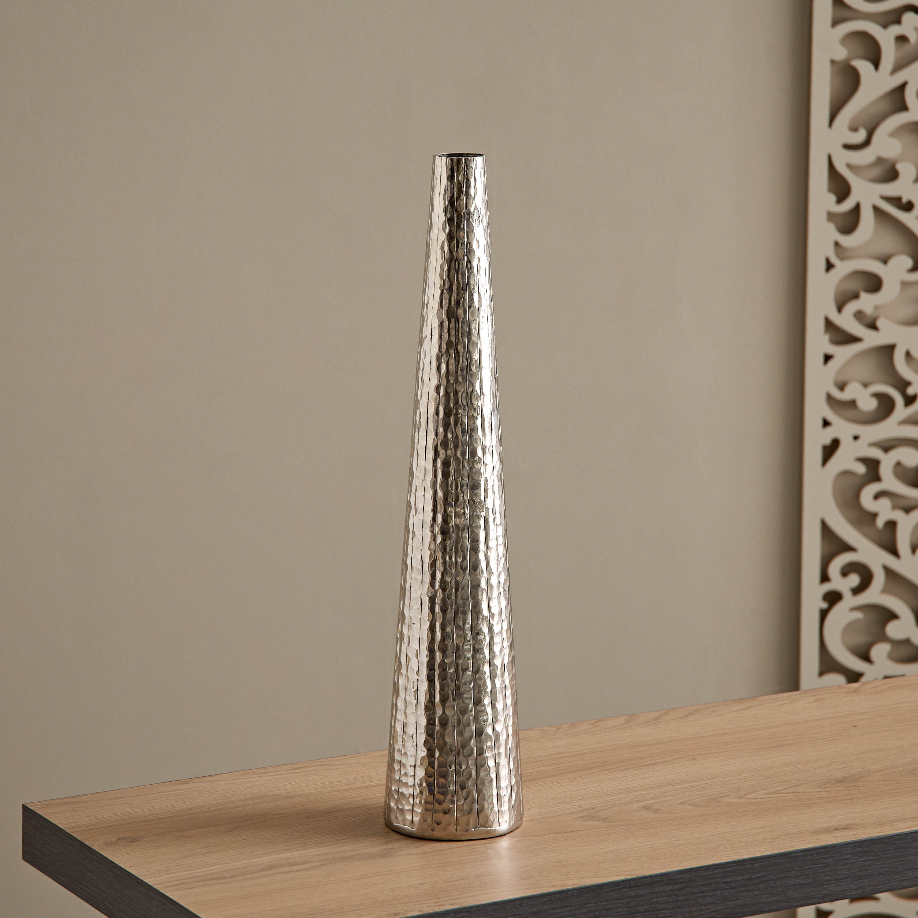 Ausie Aluminium Sparkle Ribbed Tall Vase - 10.5x10.5x51.5 cm-hbxbedroom-decorandaccessories-vases-image-2