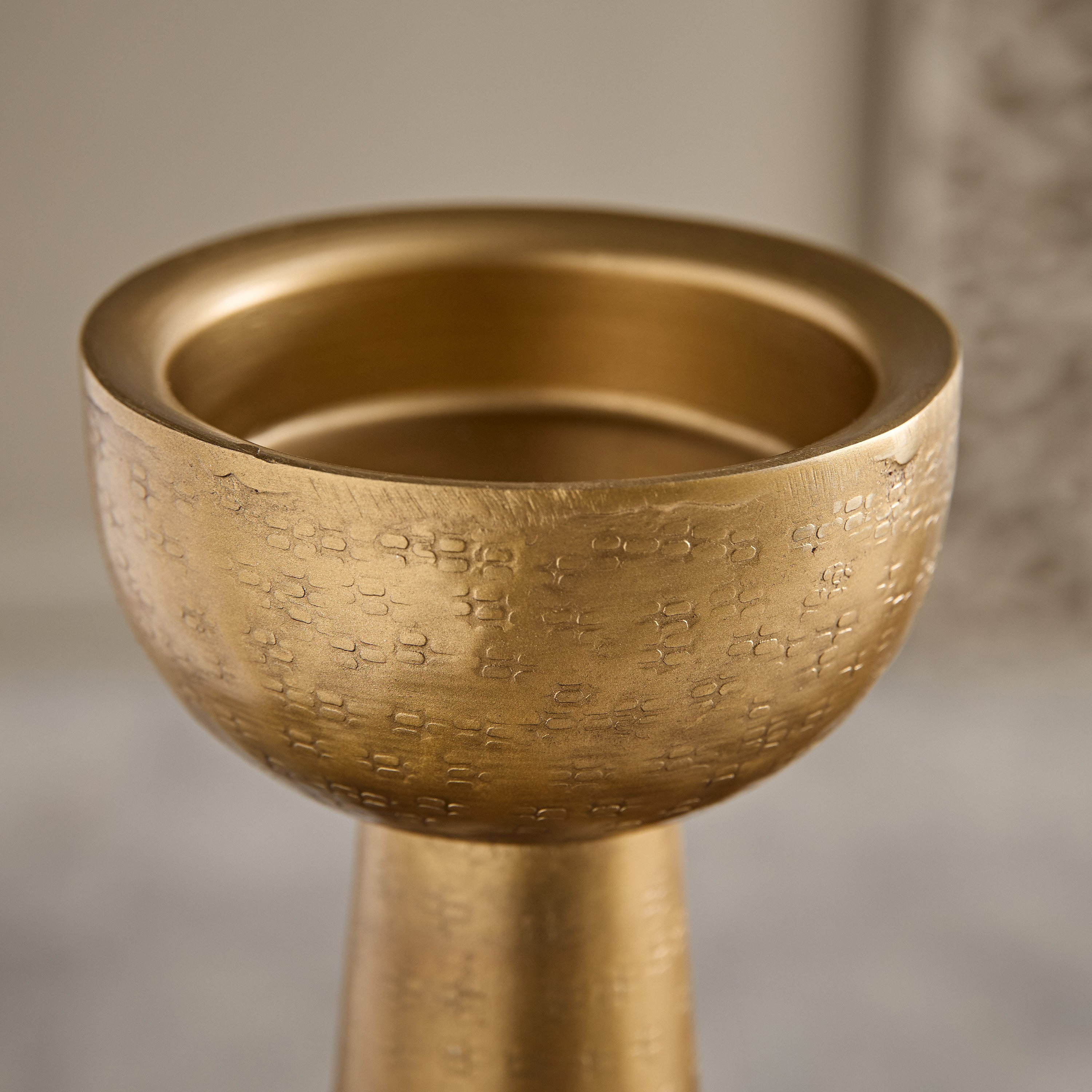 Arizona Metal Hammered Conical Pillar Candleholder - 11x11x43.5 cm-hbxlivingroom-decorandaccessories-candleholders-image-3
