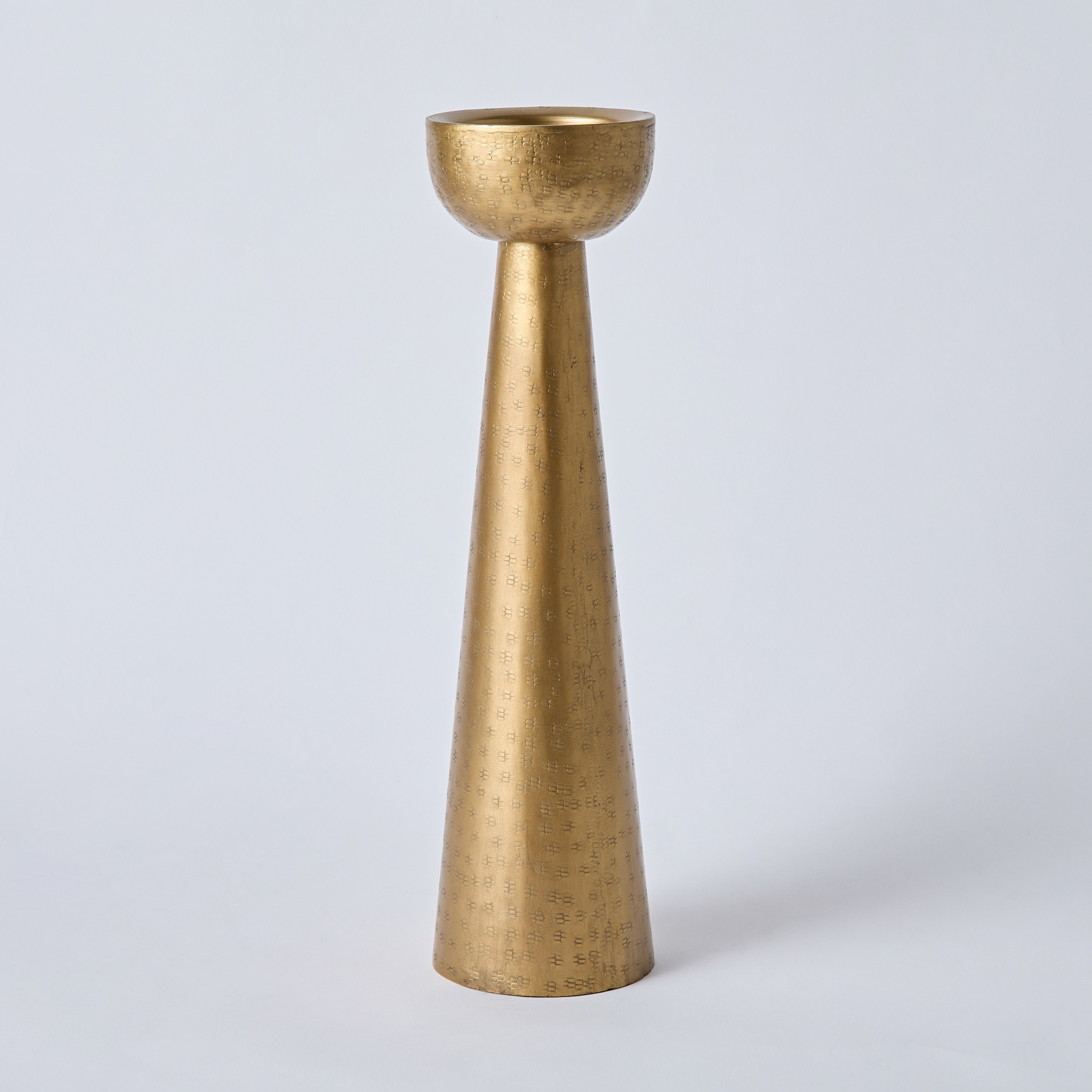 Arizona Metal Hammered Conical Pillar Candleholder - 11x11x43.5 cm-hbxlivingroom-decorandaccessories-candleholders-image-5