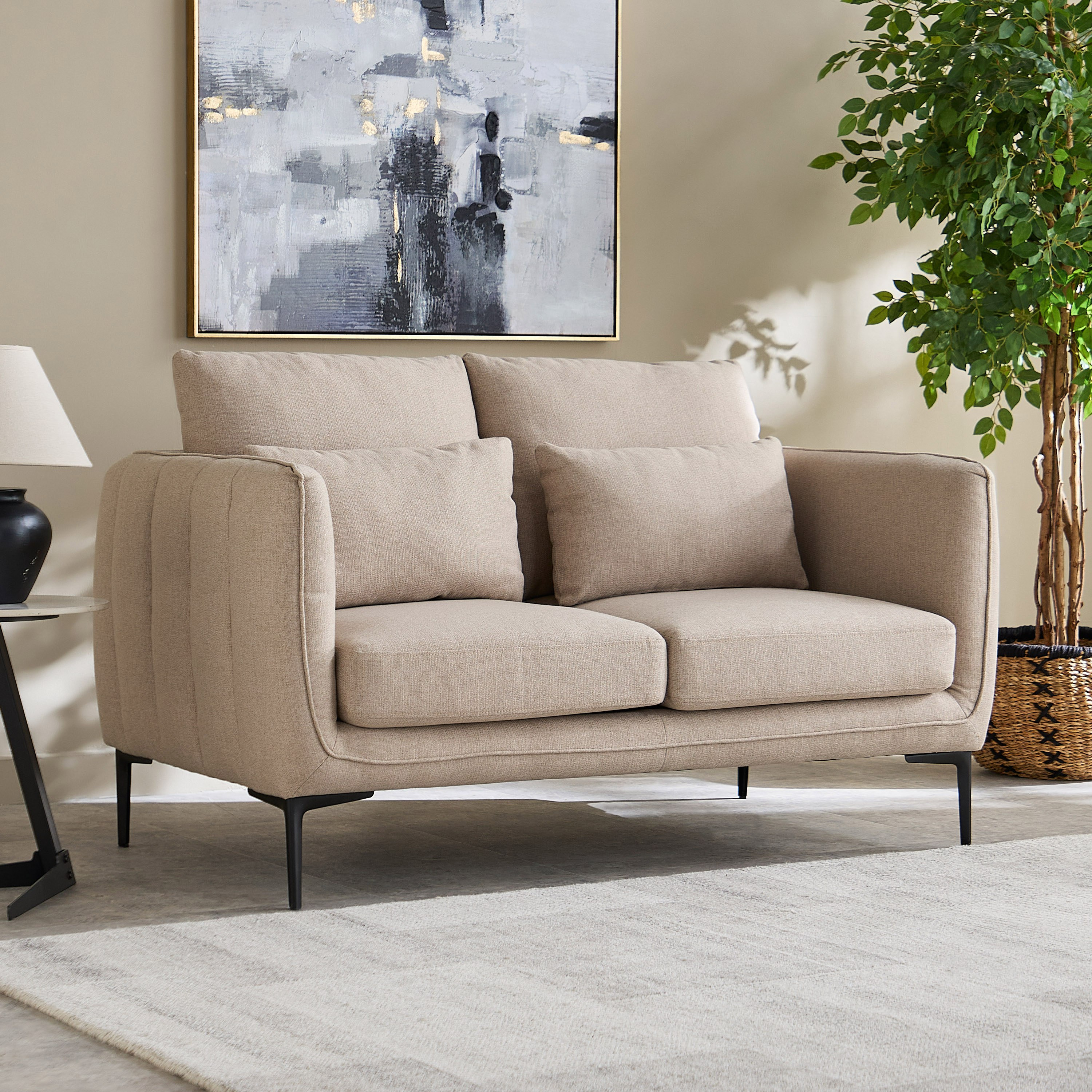 Stefan 2-Seater Fabric Sofa with 2 Cushions-hbxlivingroom-sofasandarmchairs-sofas-image-1
