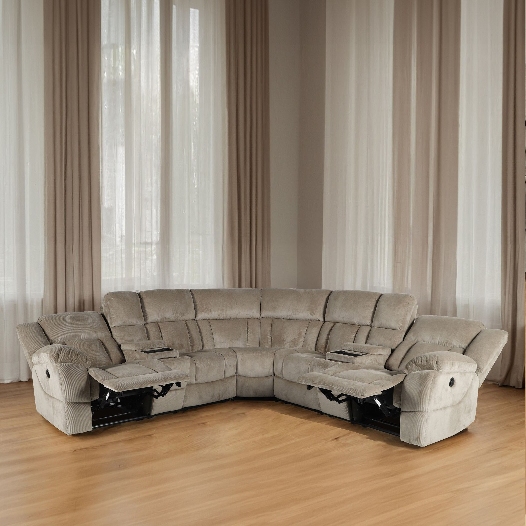 Tucson 5-Seater Electric Power Recliner 2-Console Corner with 2 Charging Tray-hbxfurniture-sofasandarmchairs-reclinersofas-image-1