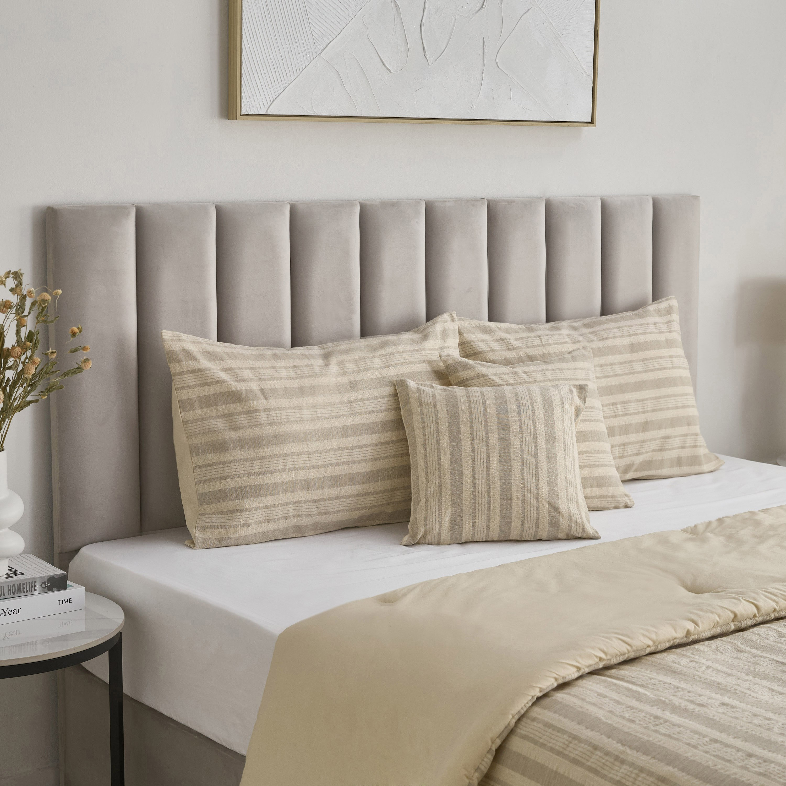 طقم لحاف كينج منسوج مخطط 5 قطع من وييف إليجانس - 220×240 سم-hbxhomeware-hbxbedroom-image-1
