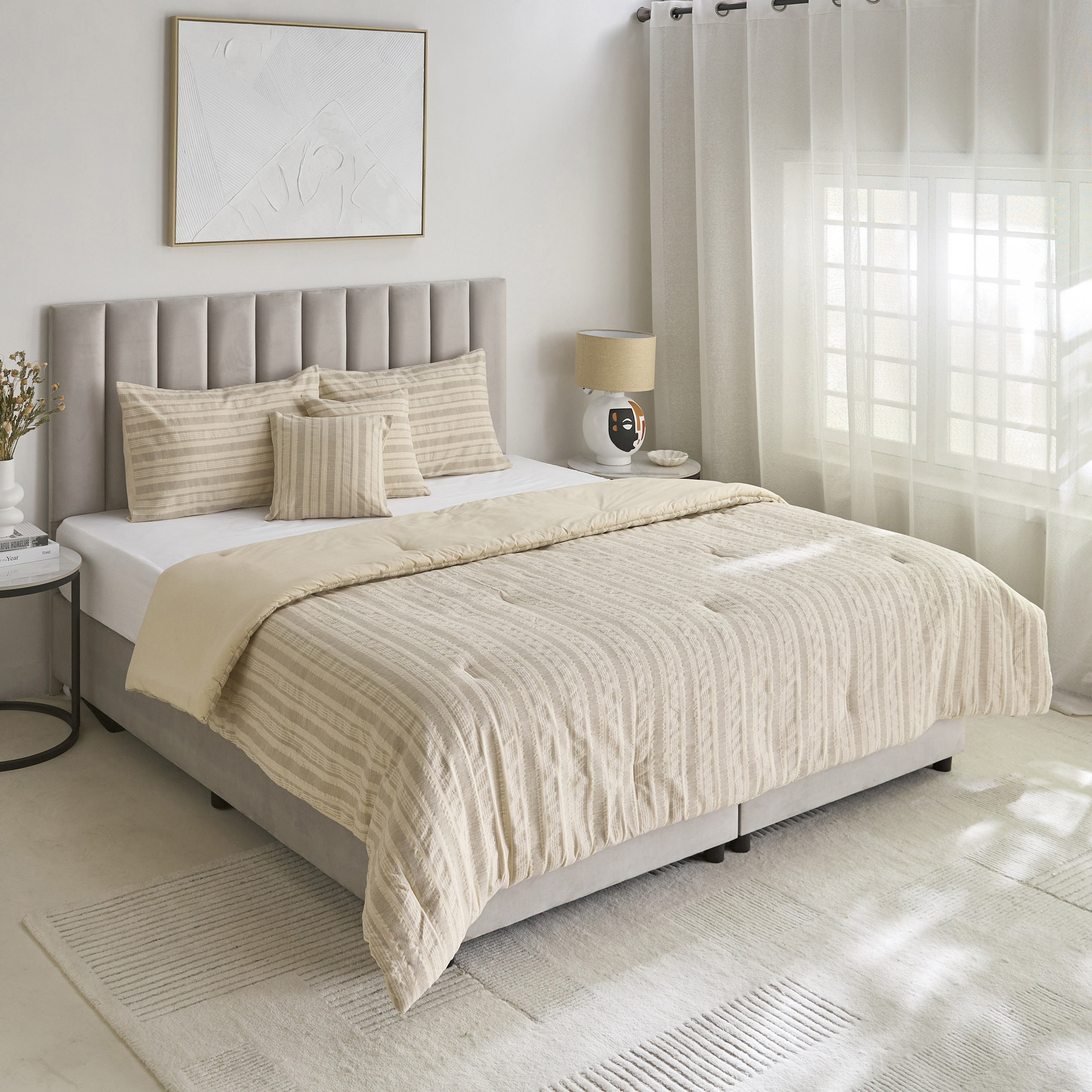 طقم لحاف كينج منسوج مخطط 5 قطع من وييف إليجانس - 220×240 سم-hbxhomeware-hbxbedroom-image-2