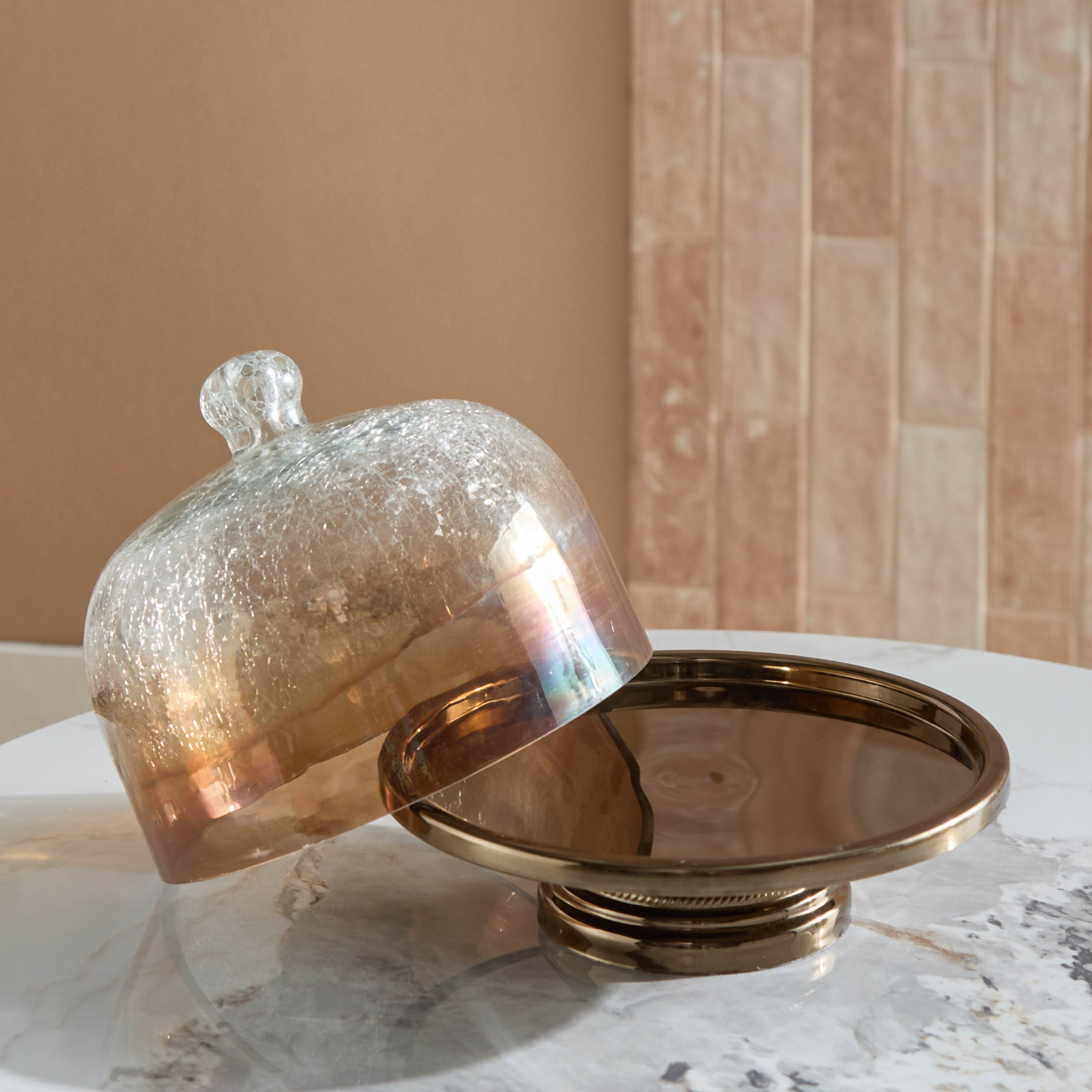 Jebha Cake Stand with Glass Dome - 20x20x20 cm-hbxdecorandfurnishings-tabletop-serveware-image-2