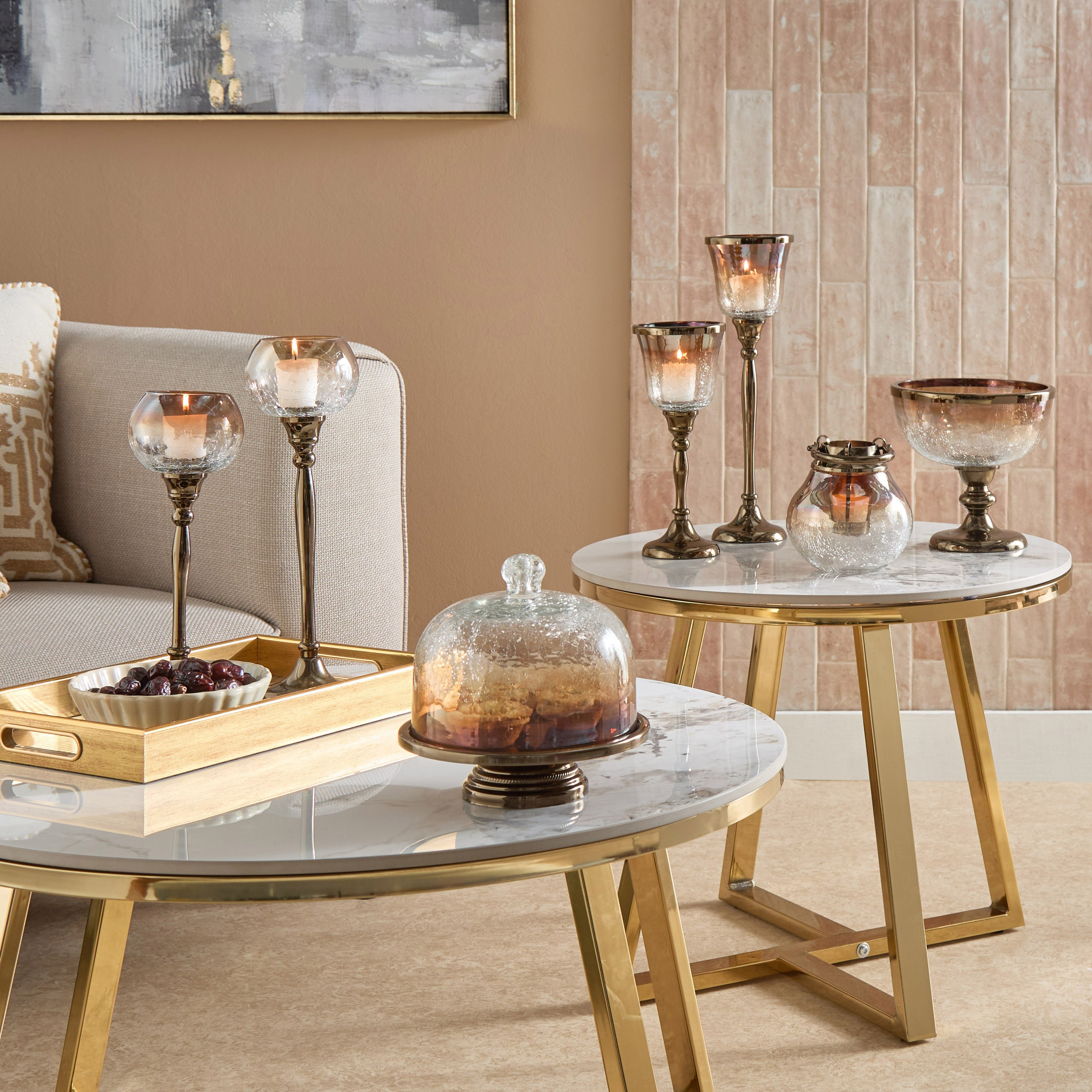 حامل شموع زجاجي نصف متشقق بقاعدة فولاذية من جبهة - 12x12x30 سم-hbxlivingroom-decorandaccessories-candleholders-image-5