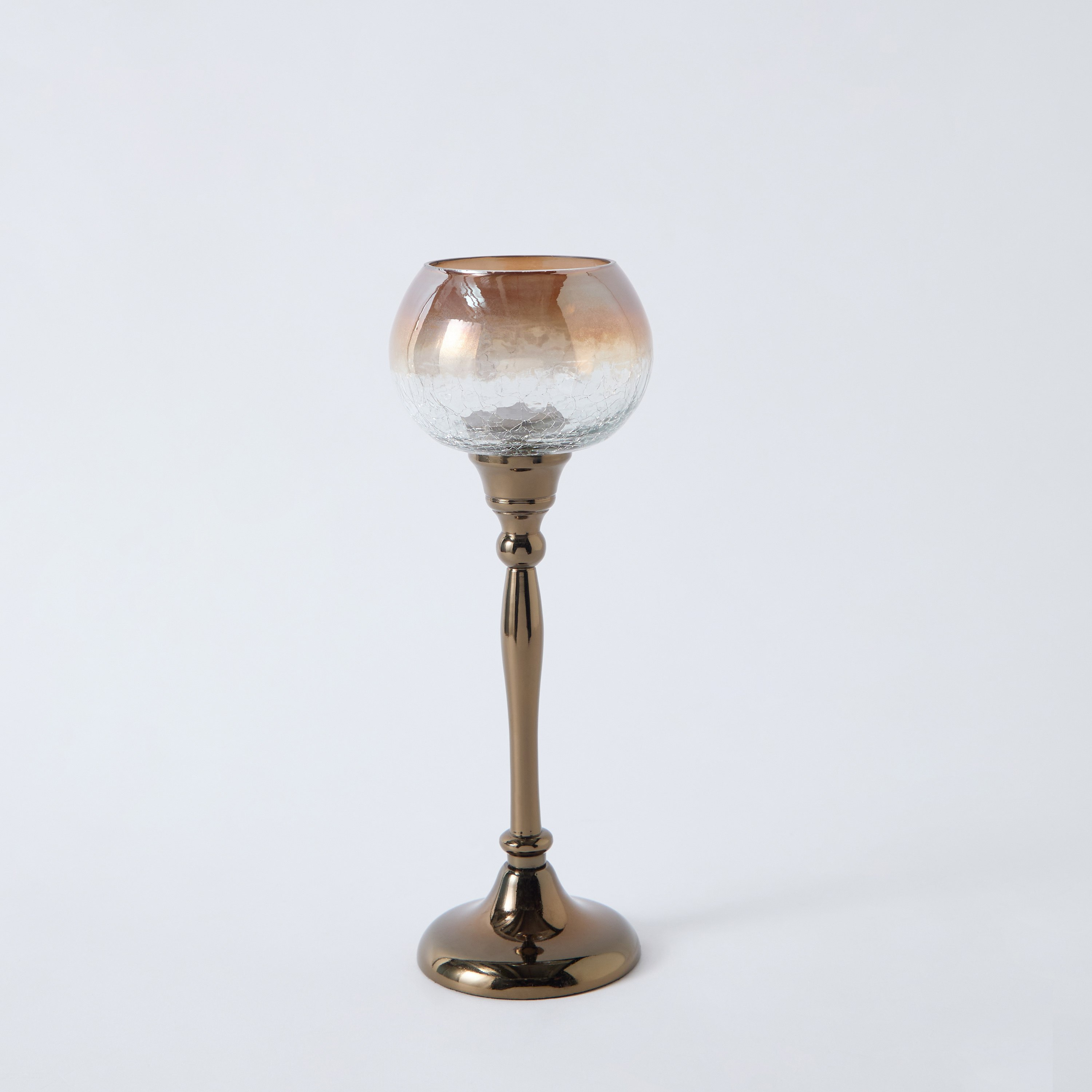 حامل شموع زجاجي نصف متشقق بقاعدة فولاذية من جبهة - 12x12x30 سم-hbxlivingroom-decorandaccessories-candleholders-image-6