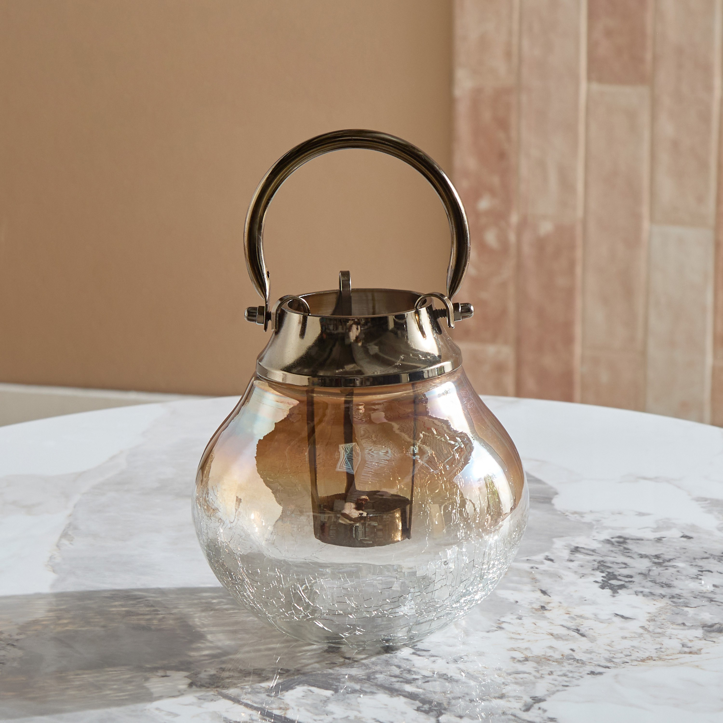 Jebha Half Crackle and Luster Glass Hanging Lantern with Handle - 15x15x15 cm-hbxdecorandfurnishings-homeaccessories-lanterns-image-2