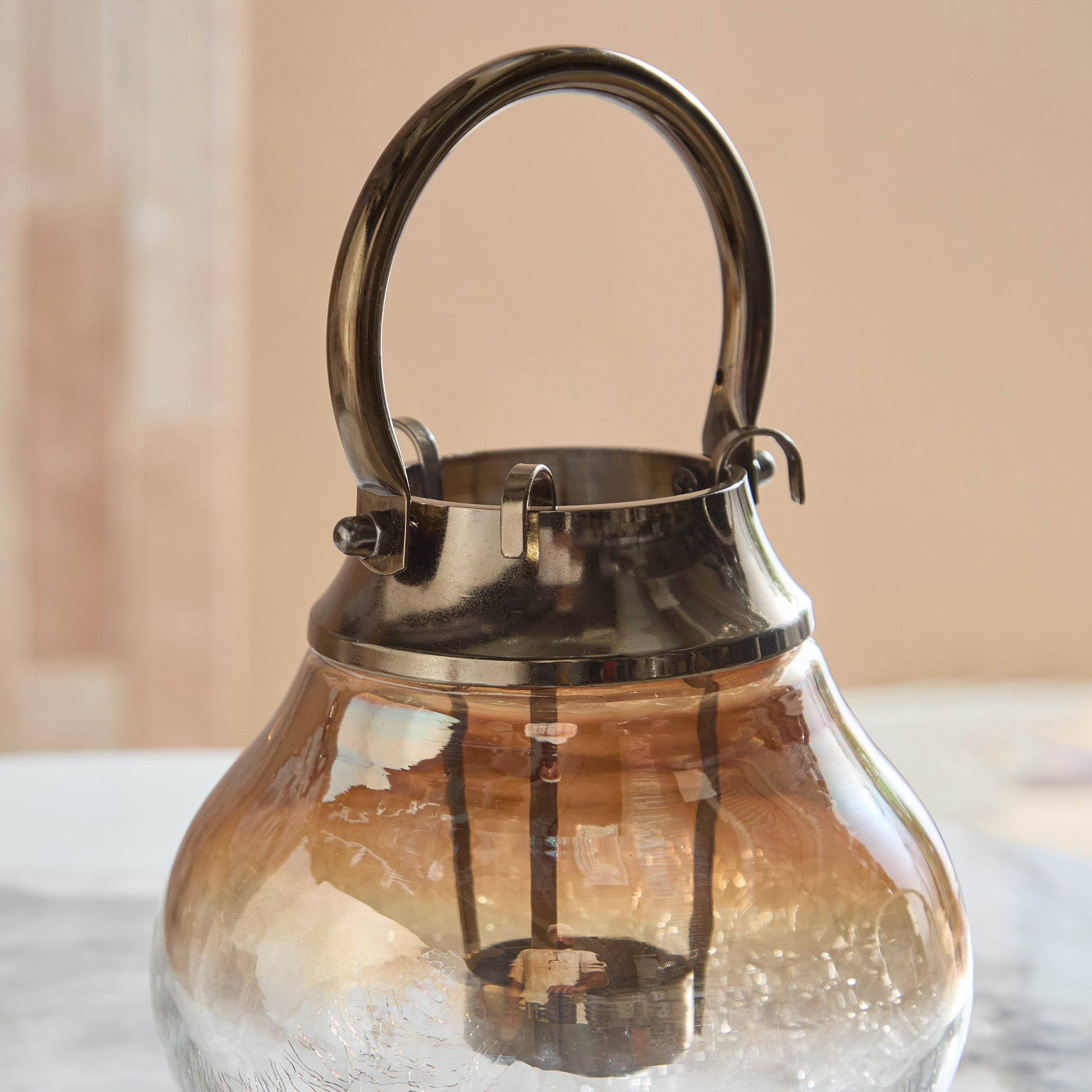 Jebha Half Crackle and Luster Glass Hanging Lantern with Handle - 15x15x15 cm-hbxdecorandfurnishings-homeaccessories-lanterns-image-3
