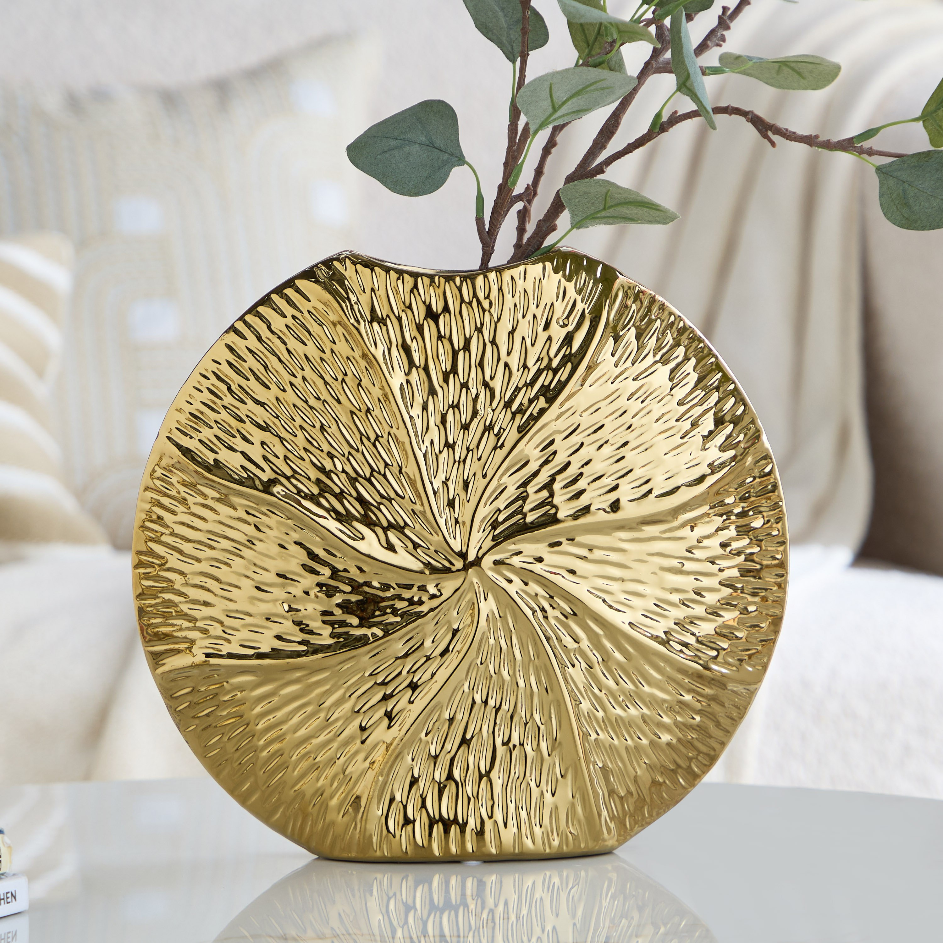مزهرية سيراميك مستديرة من تيتاني - 29x6.5x28 سم-hbxbedroom-decorandaccessories-vases-image-1