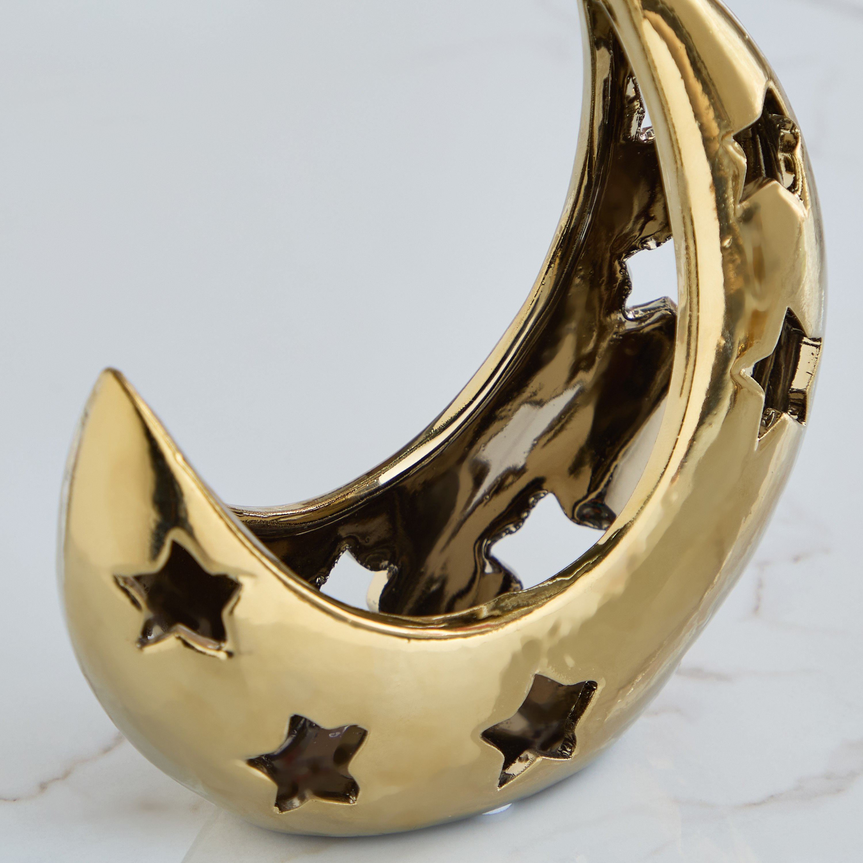 Titany Ceramic Perforated Star Moon Candleholder - 15.5x7x16 cm-hbxlivingroom-decorandaccessories-candleholders-image-3