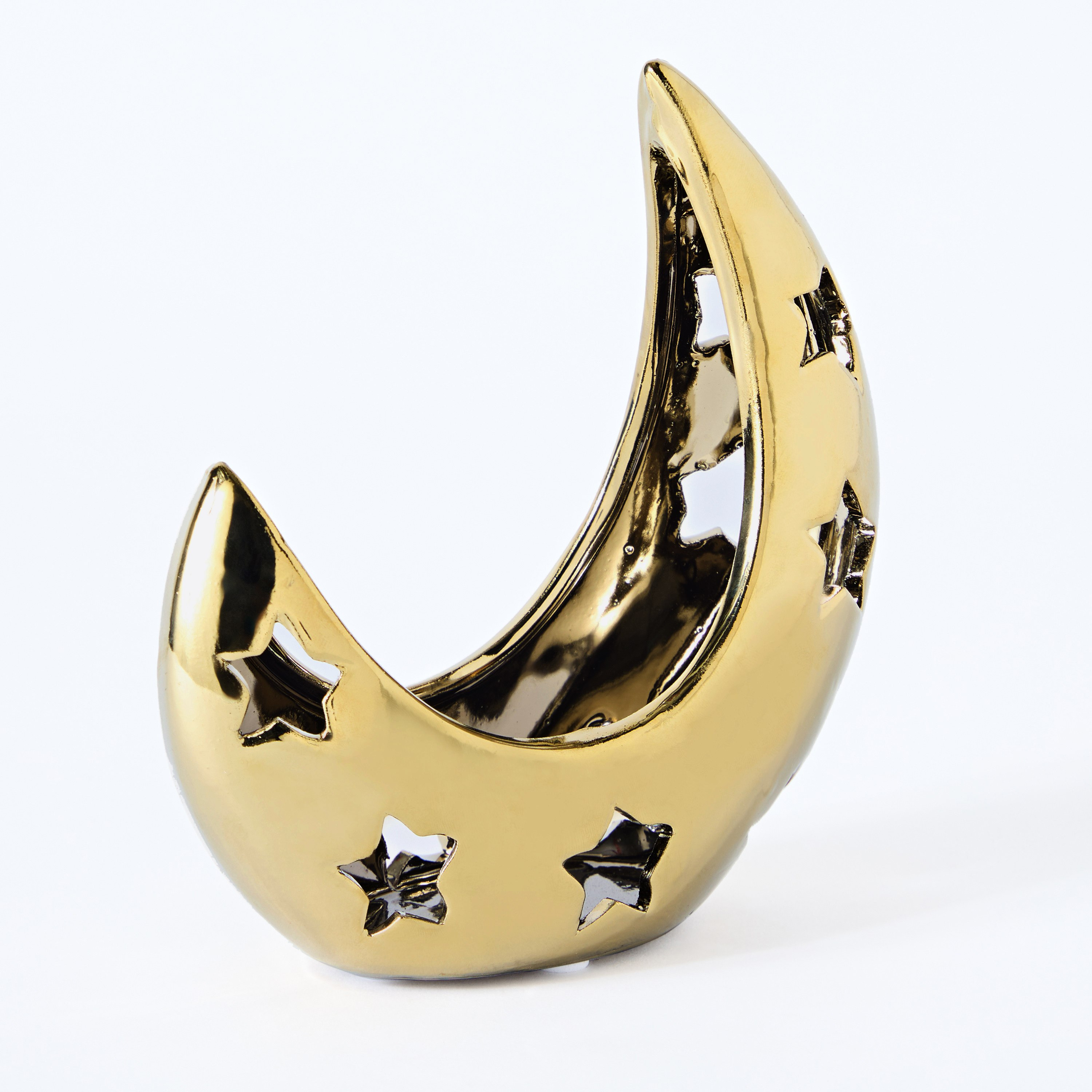Titany Ceramic Perforated Star Moon Candleholder - 15.5x7x16 cm-hbxlivingroom-decorandaccessories-candleholders-image-5