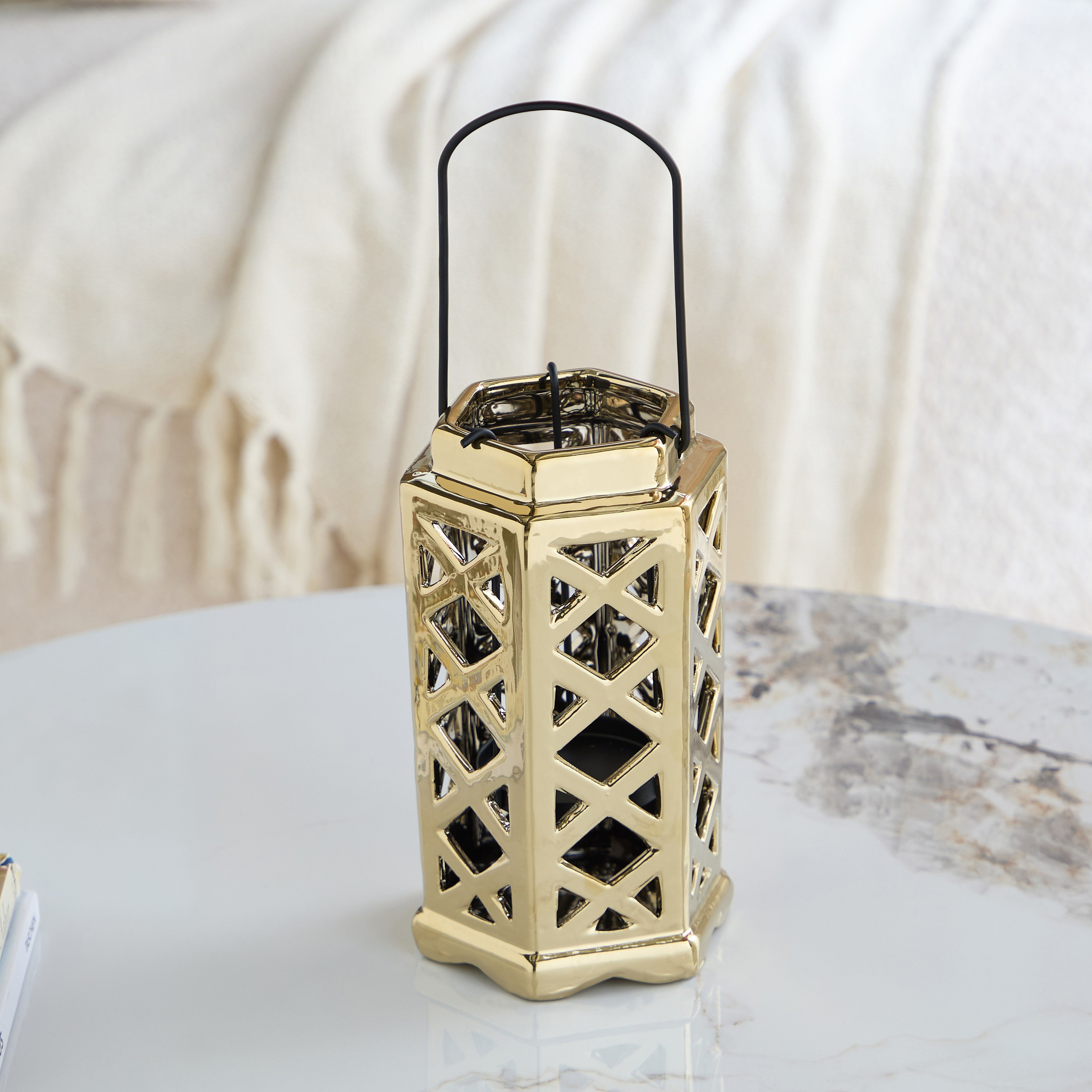 Titany Ceramic Lantern - 12.5x11.5x21.5 cm-hbxdecorandfurnishings-homeaccessories-lanterns-image-2