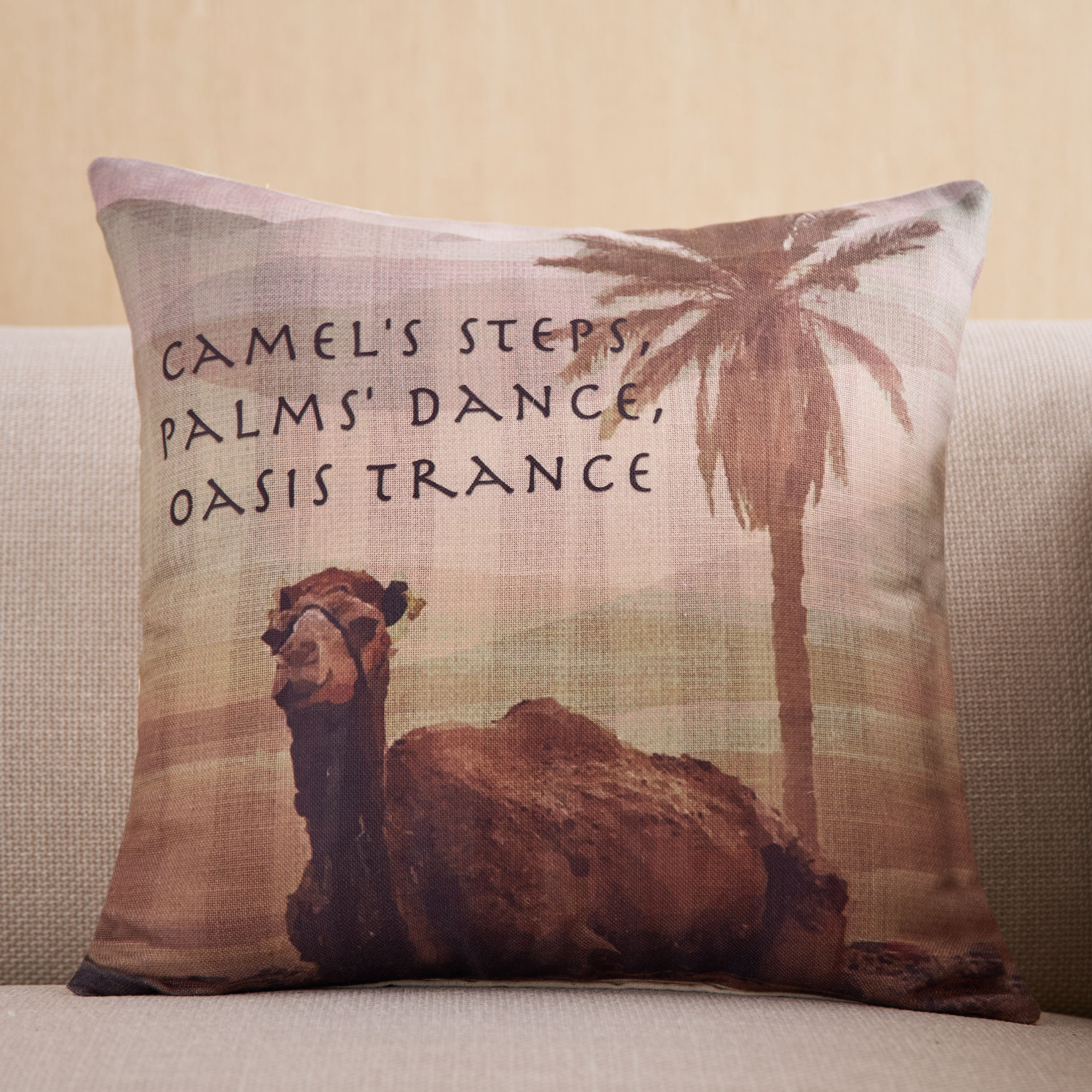 Desert Life Camel Digital Printed Cushion Cover - 45x45 cm-PROMO_HB_AE_B2G2_011025-image-1