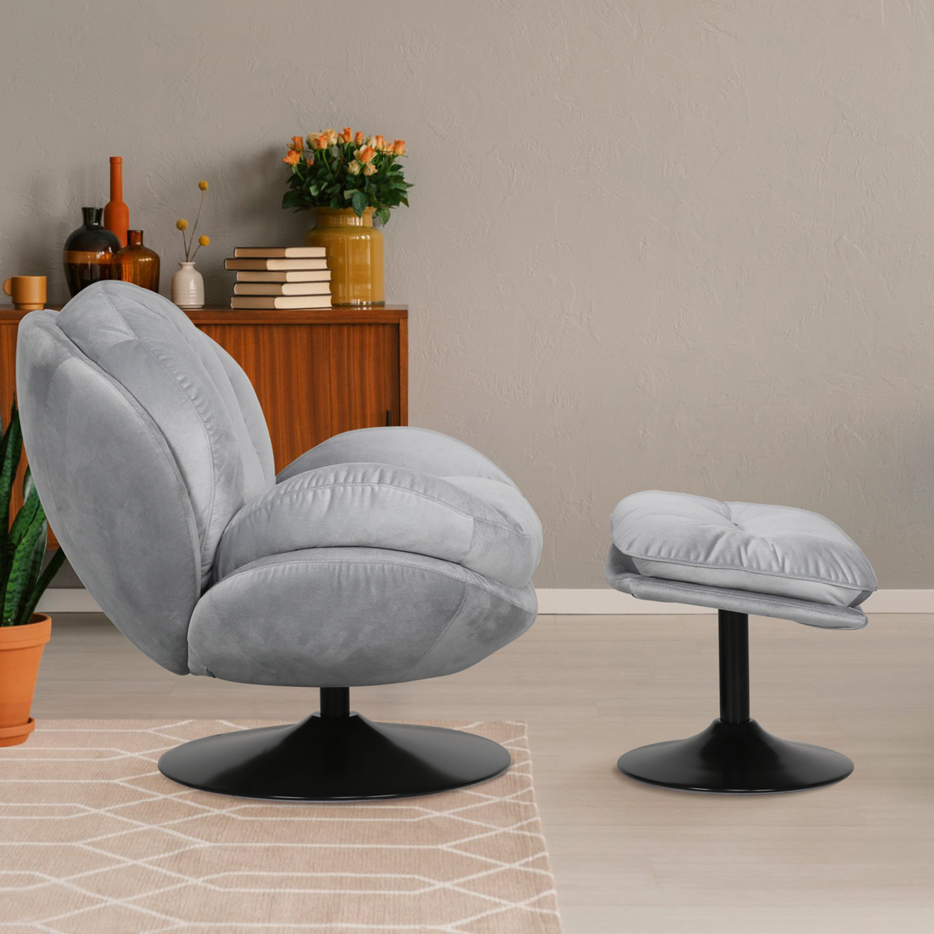 Solace Fabric Accent Chair and Foot Stool with Swivel-hbxlivingroom-sofasandarmchairs-easychairs-image-2