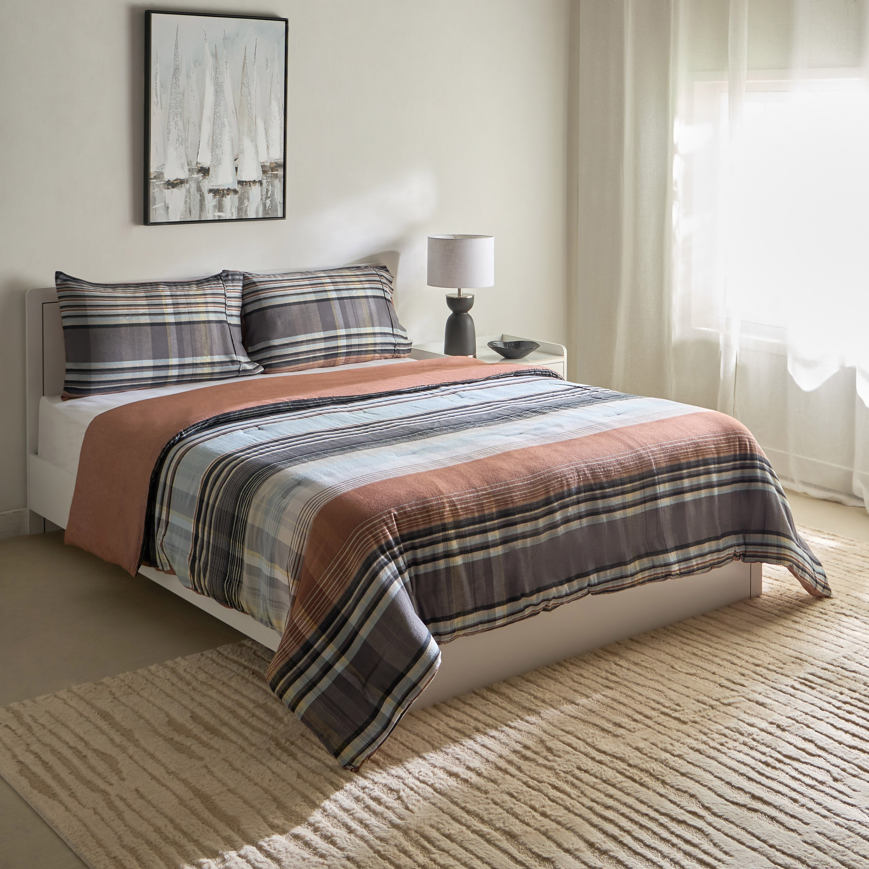 Snug Harbor 3-Piece Cotton Flannel King Comforter Set - 220x240 cm-hbxhomeware-hbxbedroom-image-2