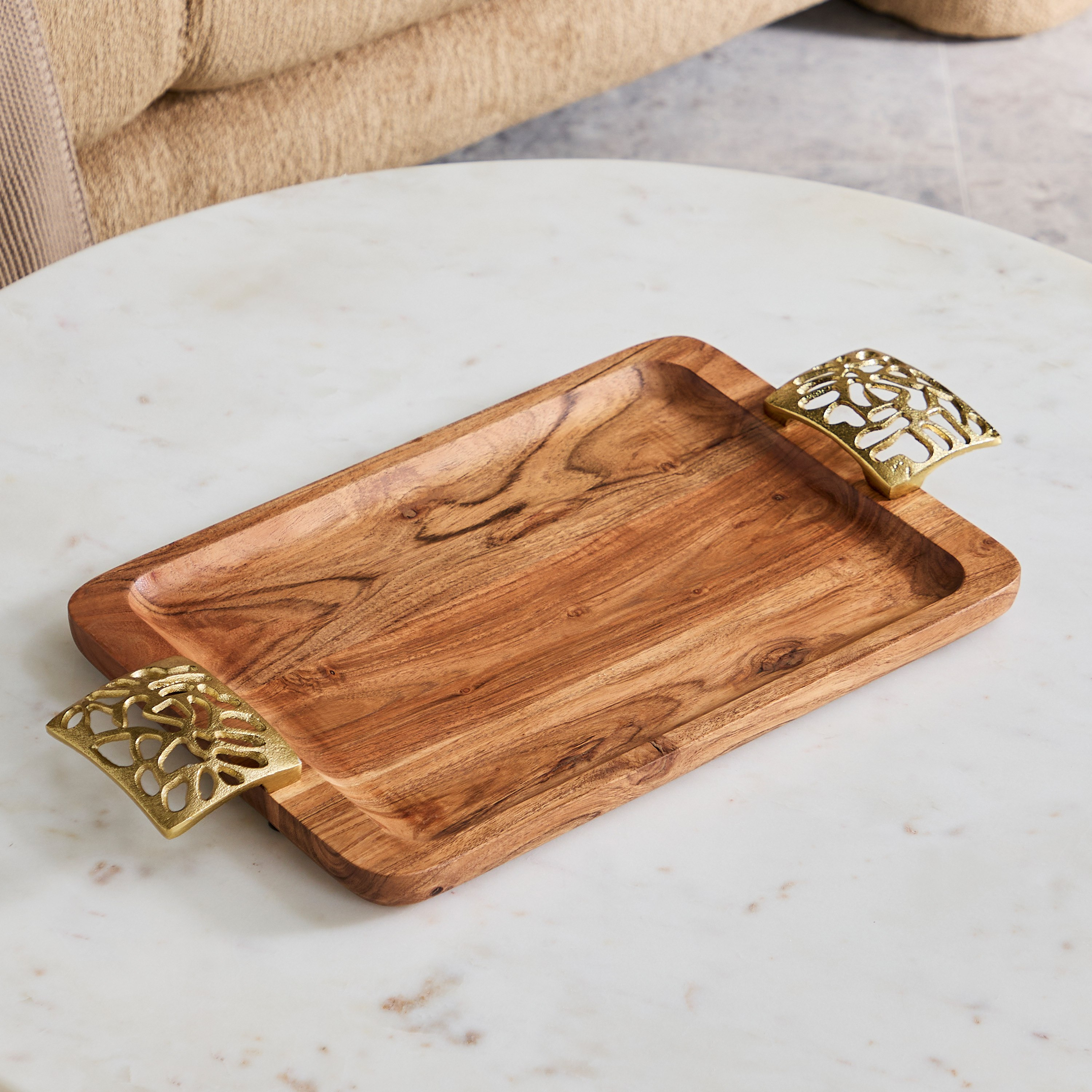 صينية خشبية بمقابض ألومنيوم من سما - 49x26x5 سم-hbxhomeware-hbxdiningroom-image-2