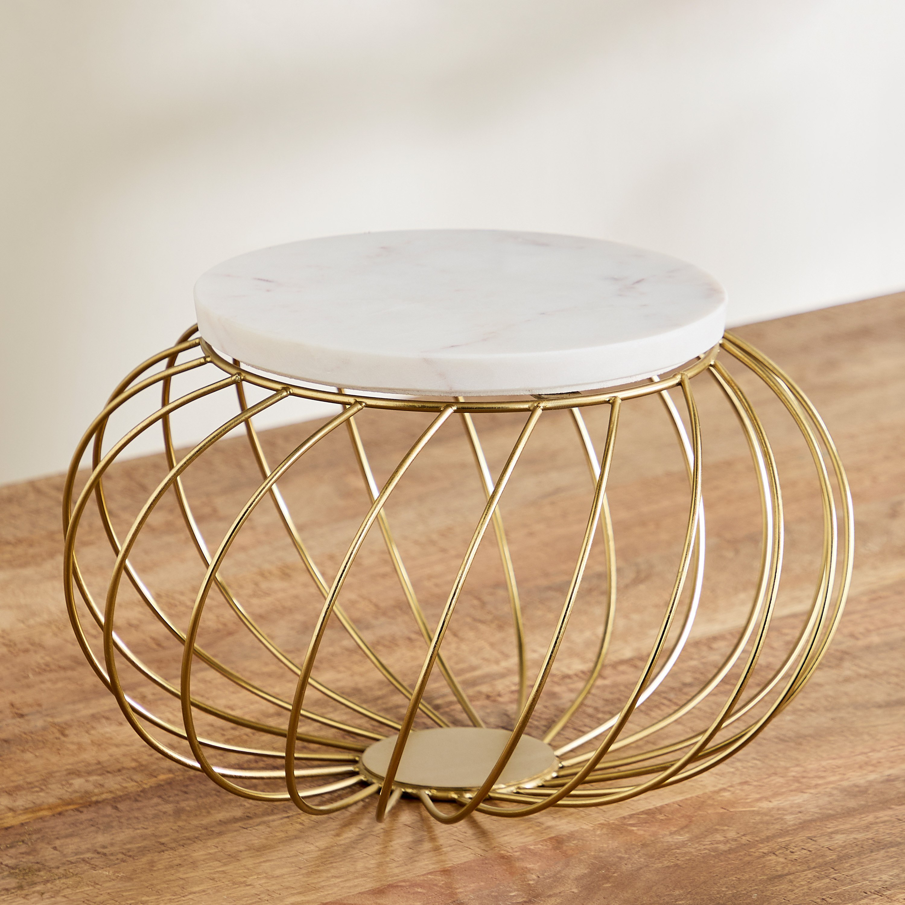 Willow Marble Cake Stand with Metal Stand - 35x35x21 cm-hbxdecorandfurnishings-tabletop-serveware-image-2