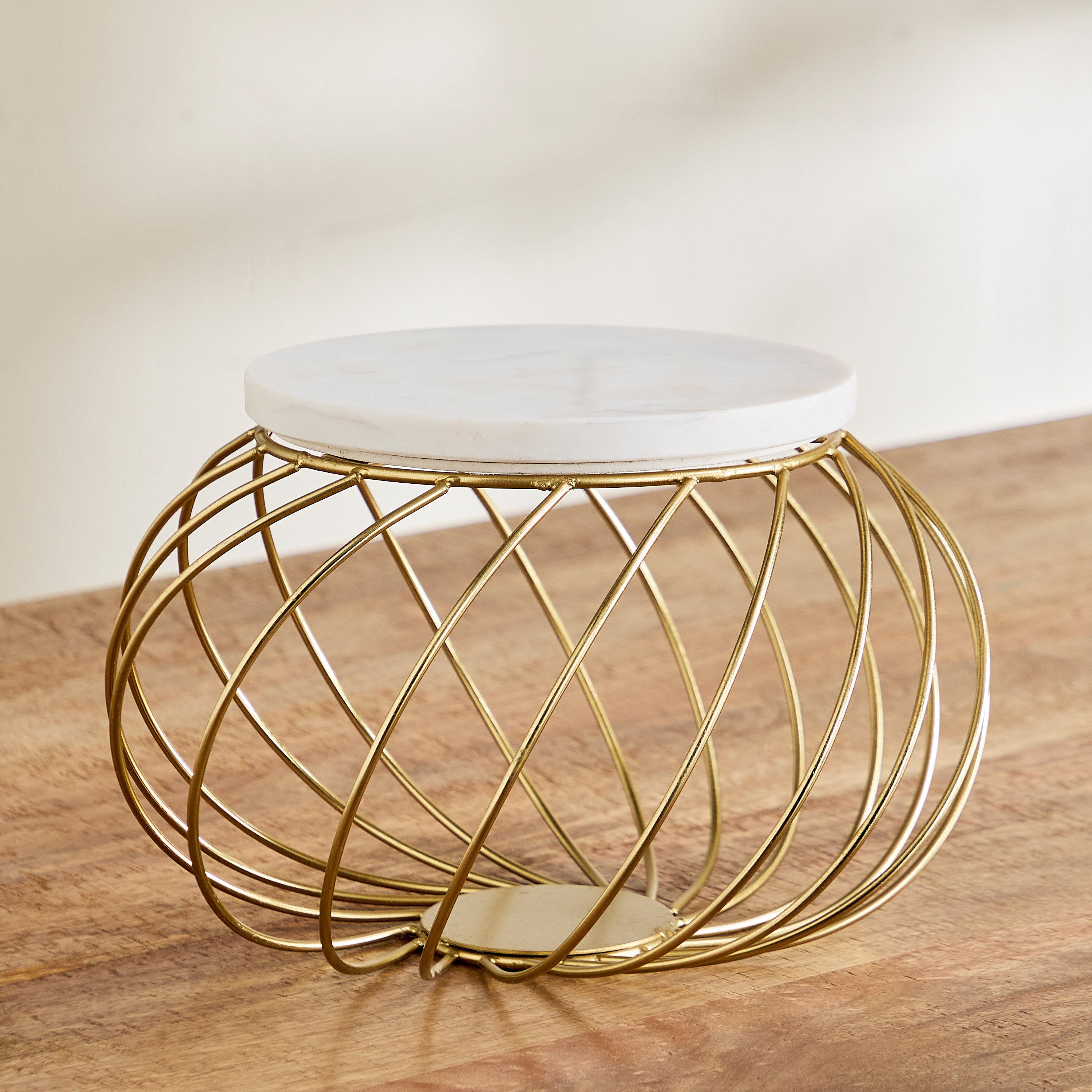 حامل كيك رخام مع حامل معدن من ويلو - 30x30x19.5 سم-hbxdecorandfurnishings-tabletop-serveware-image-2