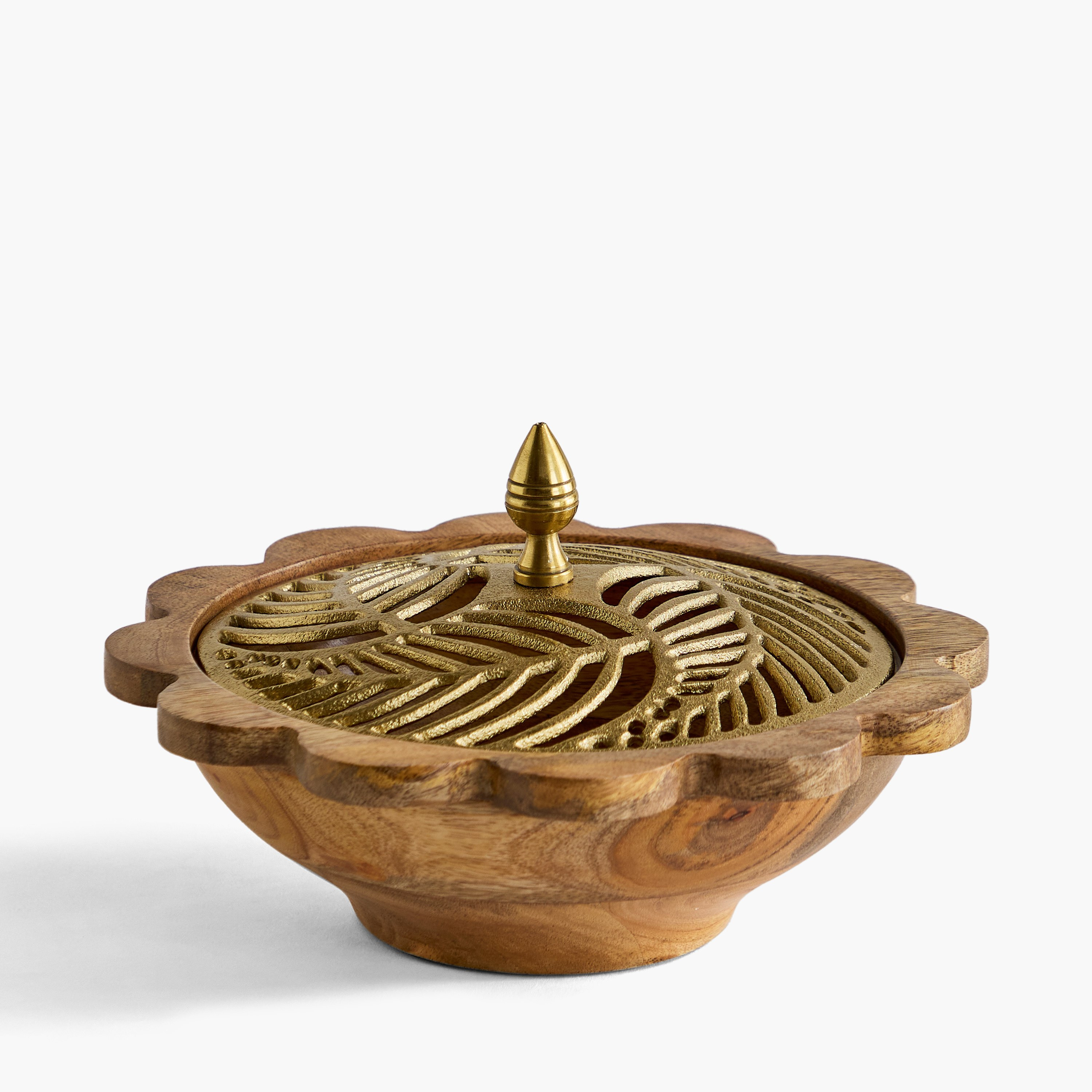 جرة ديكور خشب بغطاء ألومنيوم من نورديك - 28x28x16 سم-hbxhomeware-homedecor-figurinesandornaments-image-5