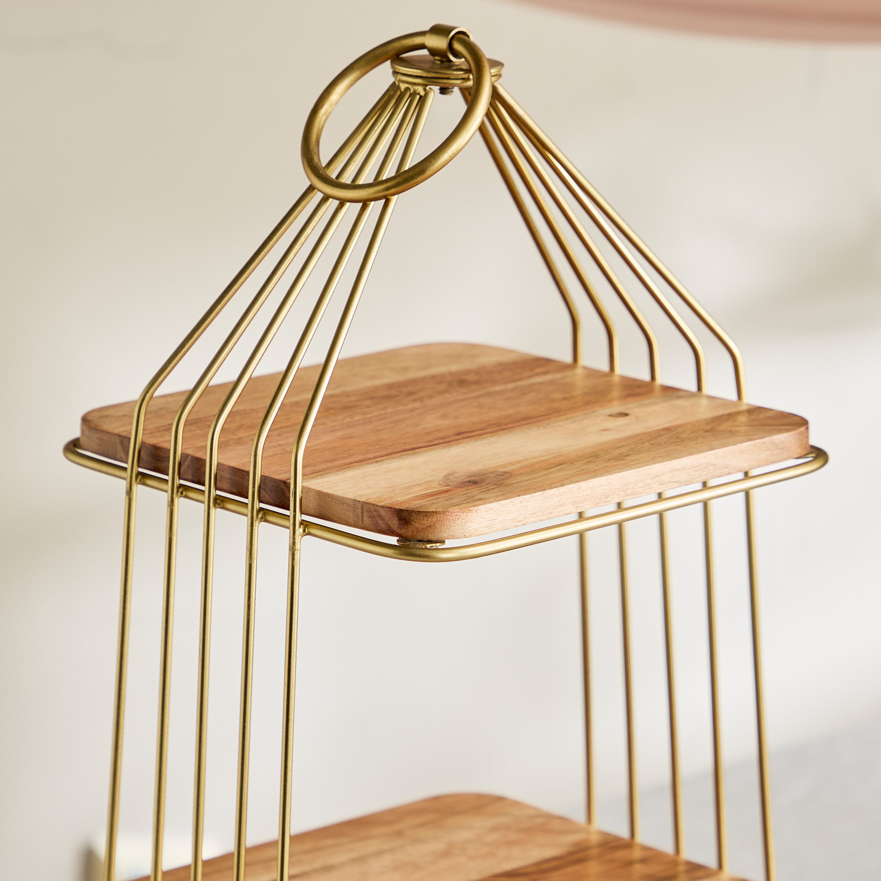 حامل كيك خشب 3 طبقات مع معدن من نورديك - 26x26x55 سم-hbxdecorandfurnishings-tabletop-serveware-image-3