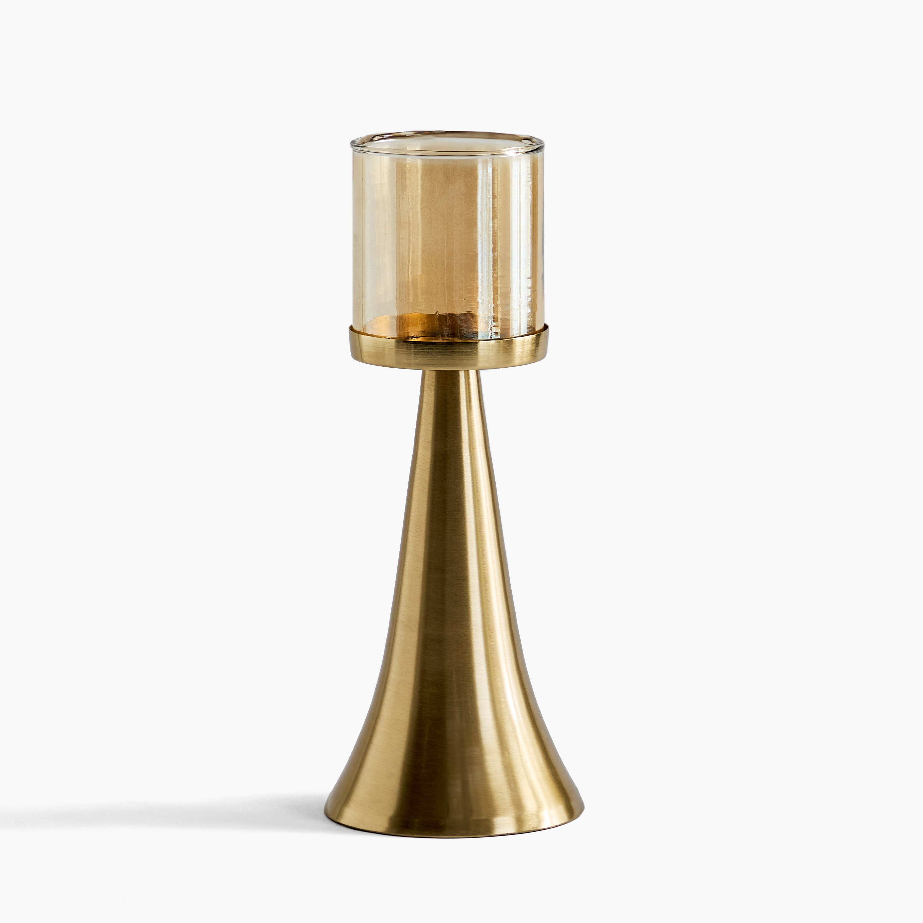 حامل شموع زجاج بقاعدة معدن من نورديك - 12x12x30 سم-hbxlivingroom-decorandaccessories-candleholders-image-5