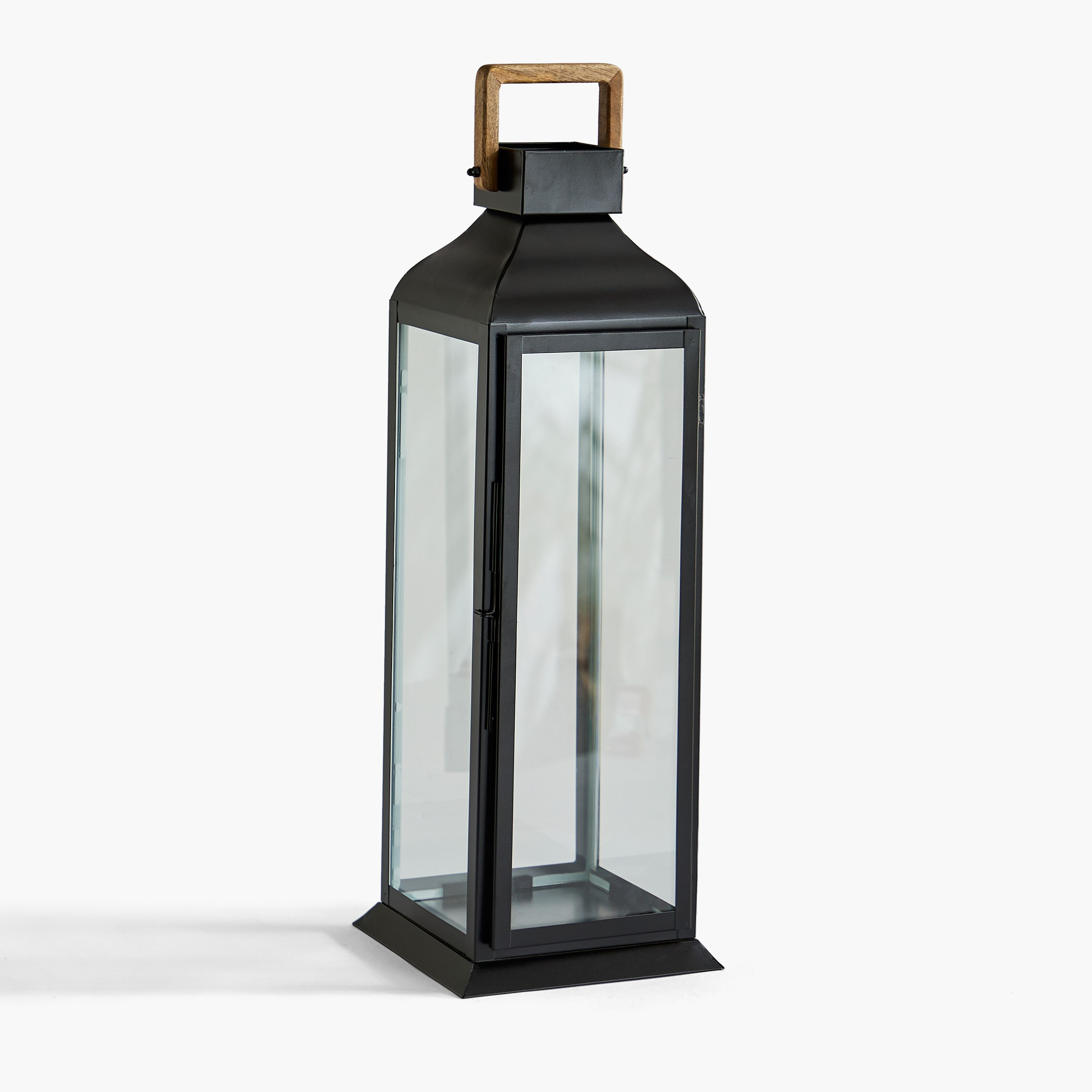 Milo Metal Lantern with Wooden Handle - 22x22x63 cm-hbxdecorandfurnishings-homeaccessories-lanterns-image-5