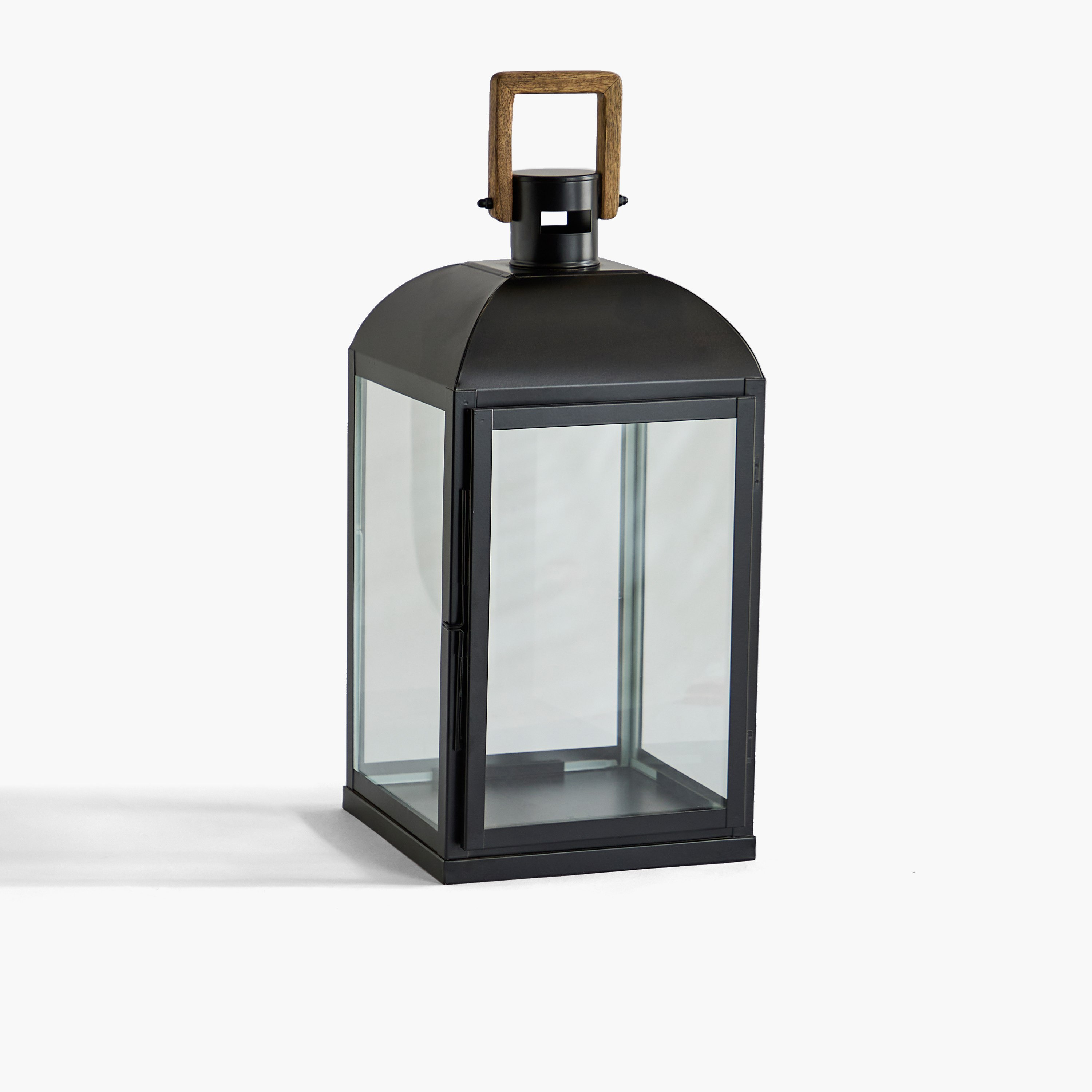 فانوس معدن بمقبض خشبي من ميلو - 23x23x48 سم-hbxdecorandfurnishings-homeaccessories-lanterns-image-5