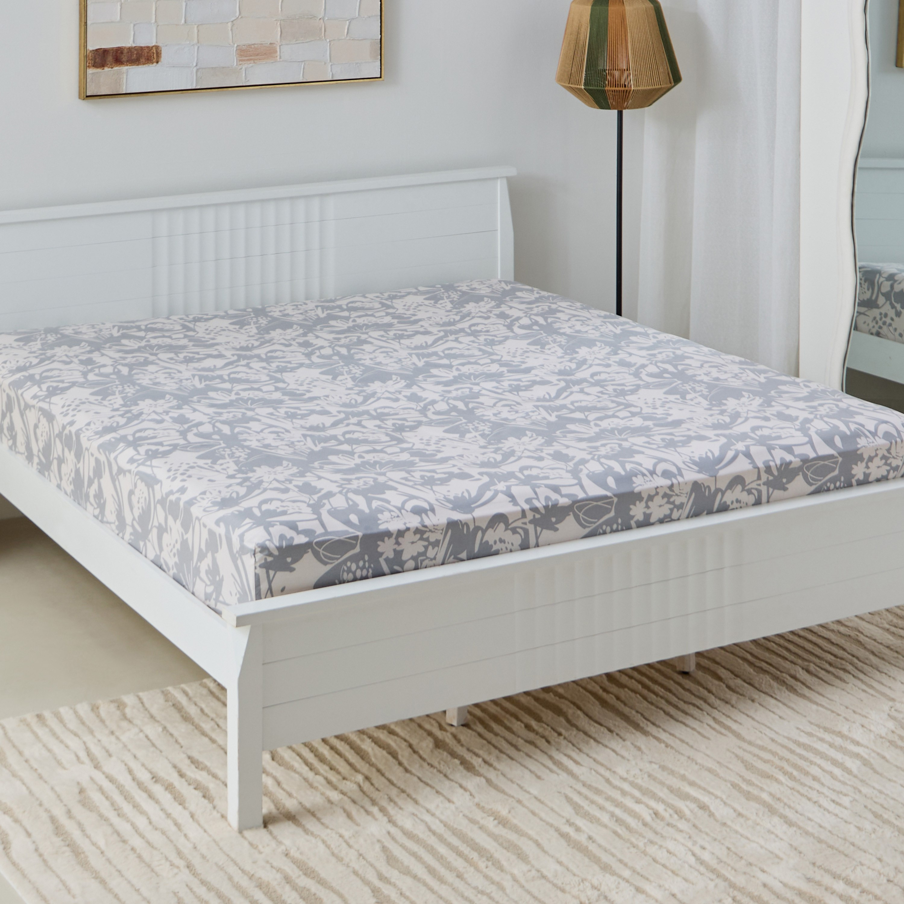 Aurora Heya Printed Cotton King Fitted Sheet - 180x200+33 cm-hbxhomeware-bedding-fittedsheets-image-2