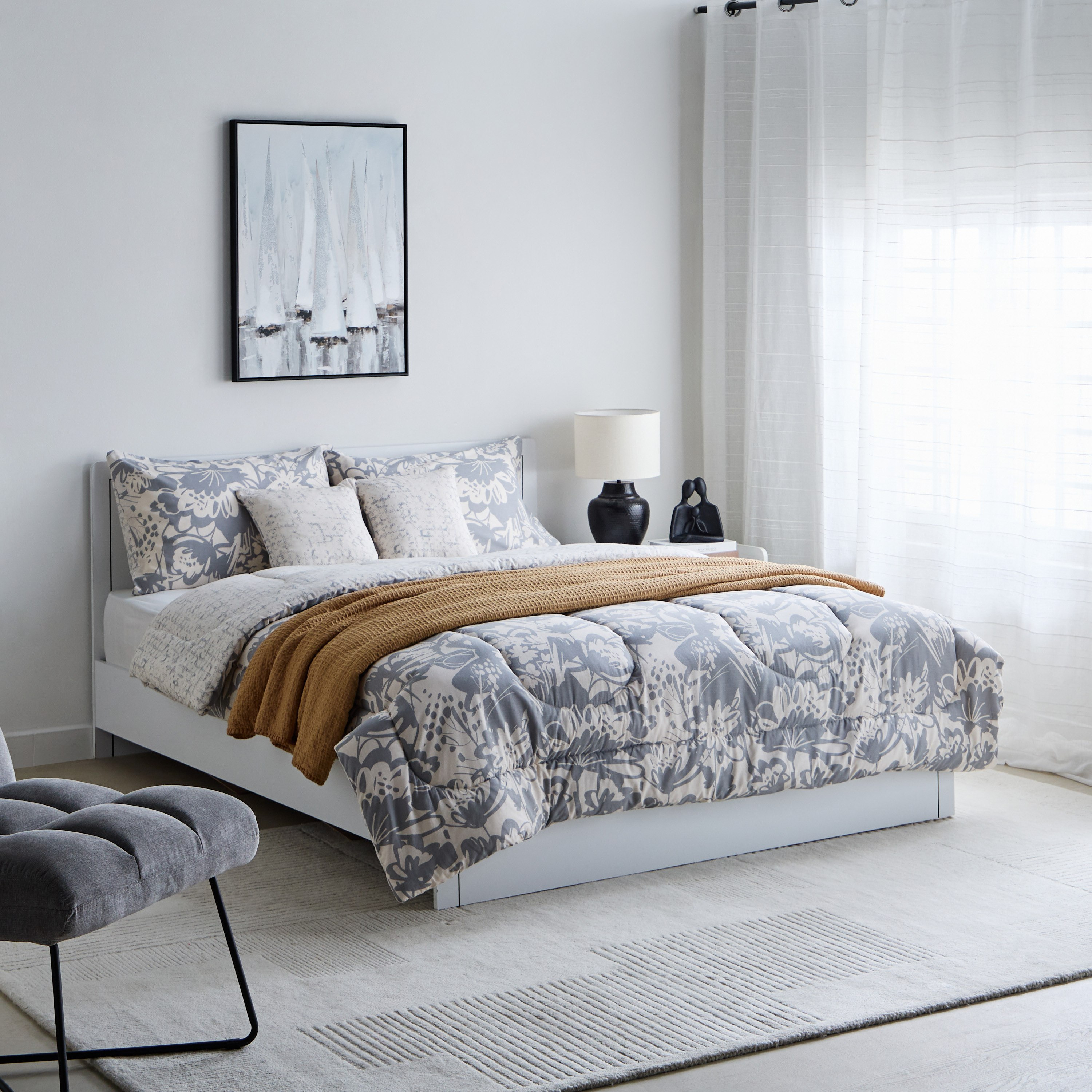 Aurora Heya 5-Piece Printed Cotton Queen Comforter Set - 200x240 cm-hbxhomeware-hbxbedroom-image-10