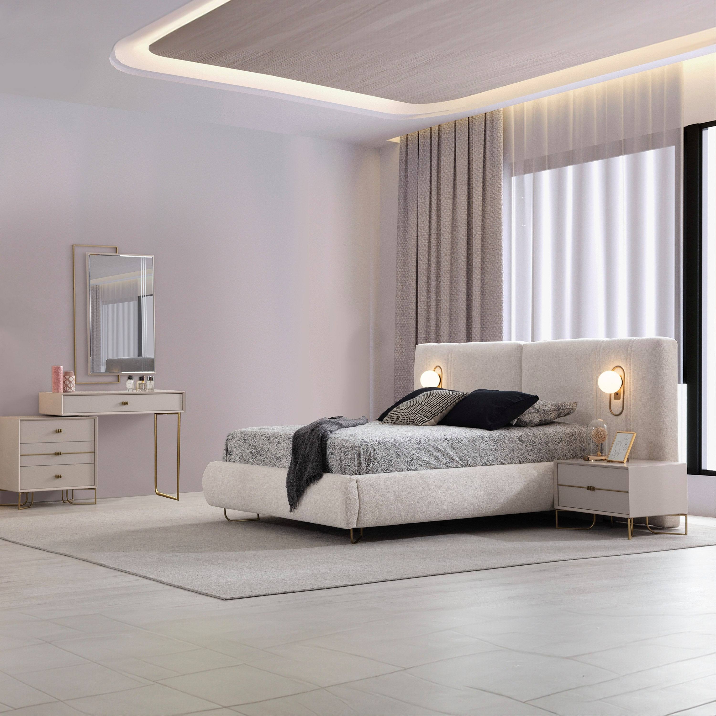 طقم غرفة نوم كينج 5 قطع منجدة مع سرير تخزين هيدروليكي من إستيلا - 180x200 سم-hbxbedroom-bedsandbedsets-bedroomsets-king-image-11