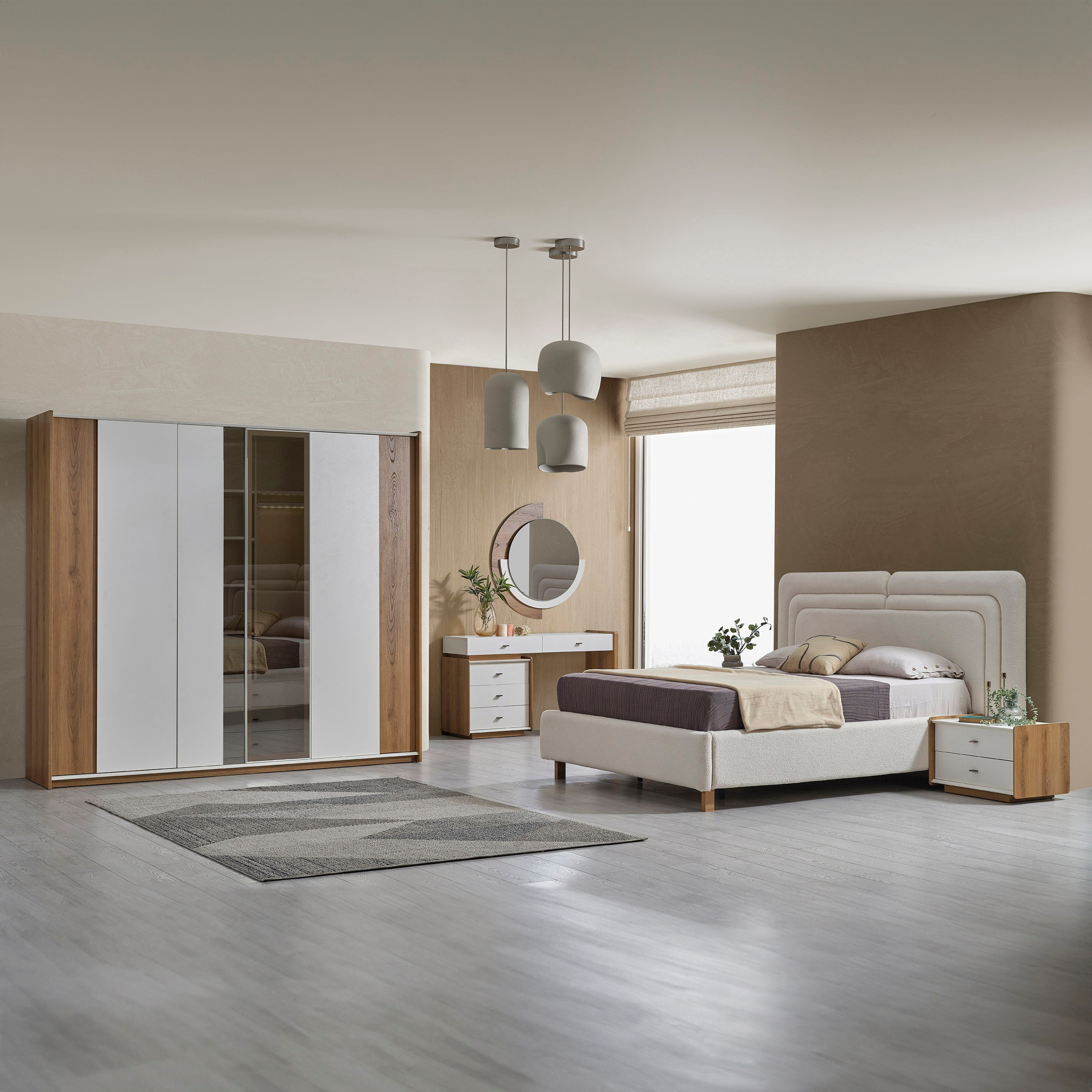 طقم غرفة نوم كينج 5 قطع منجدة مع سرير تخزين هيدروليكي من كابريس - 180x200 سم-hbxbedroom-bedsandbedsets-bedroomsets-king-image-10