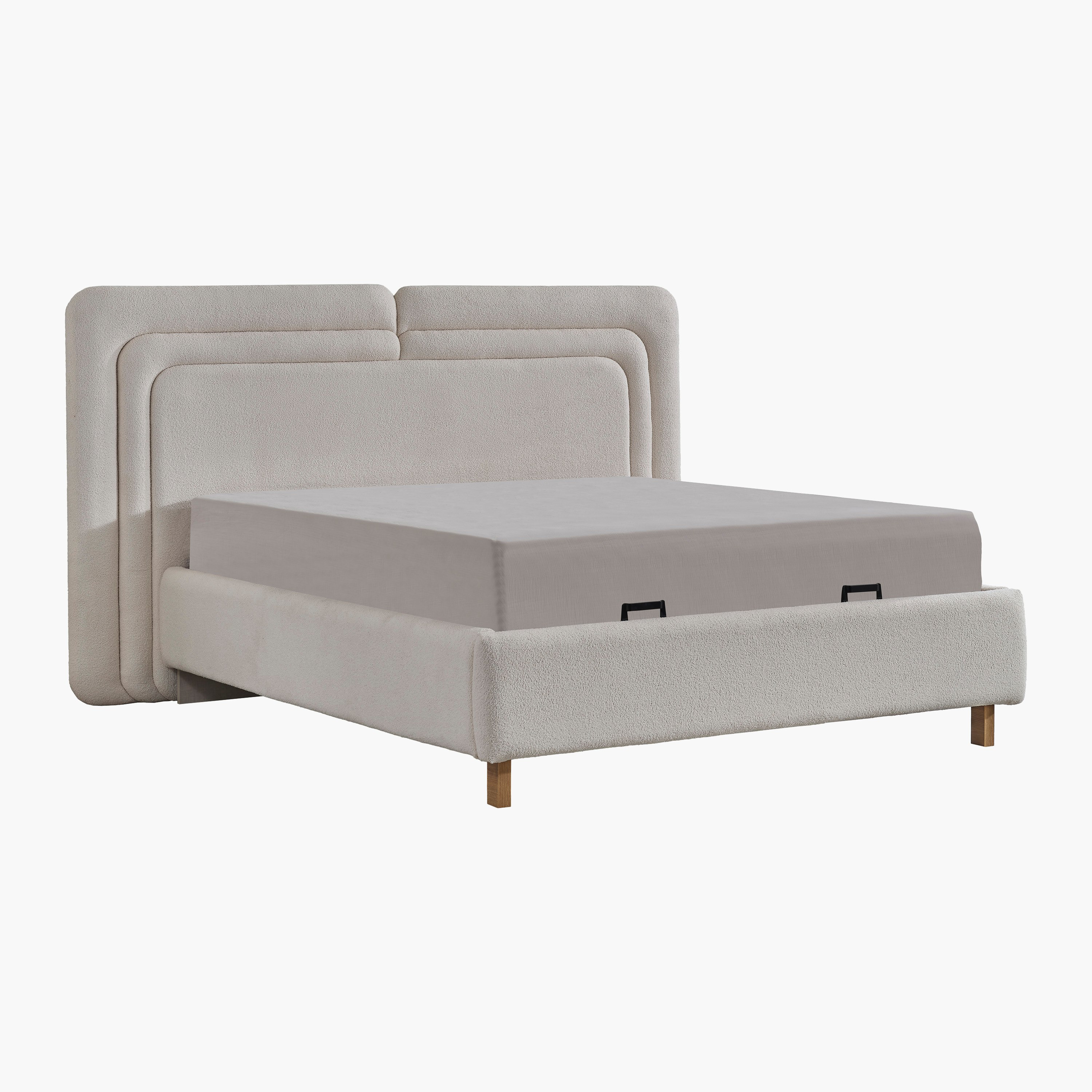 طقم غرفة نوم كينج 5 قطع منجدة مع سرير تخزين هيدروليكي من كابريس - 180x200 سم-hbxbedroom-bedsandbedsets-bedroomsets-king-image-3