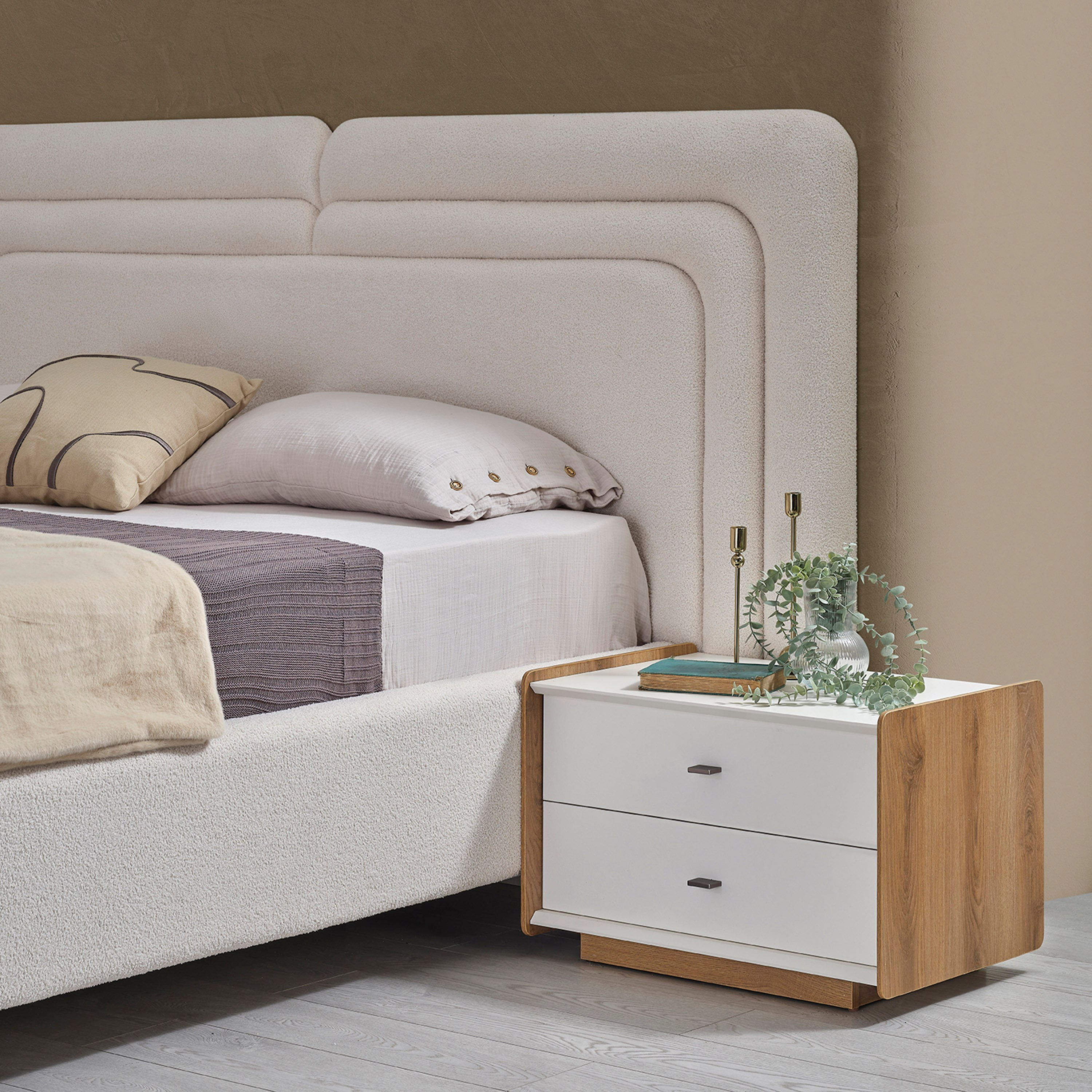 طقم غرفة نوم كينج 5 قطع منجدة مع سرير تخزين هيدروليكي من كابريس - 180x200 سم-hbxbedroom-bedsandbedsets-bedroomsets-king-image-6