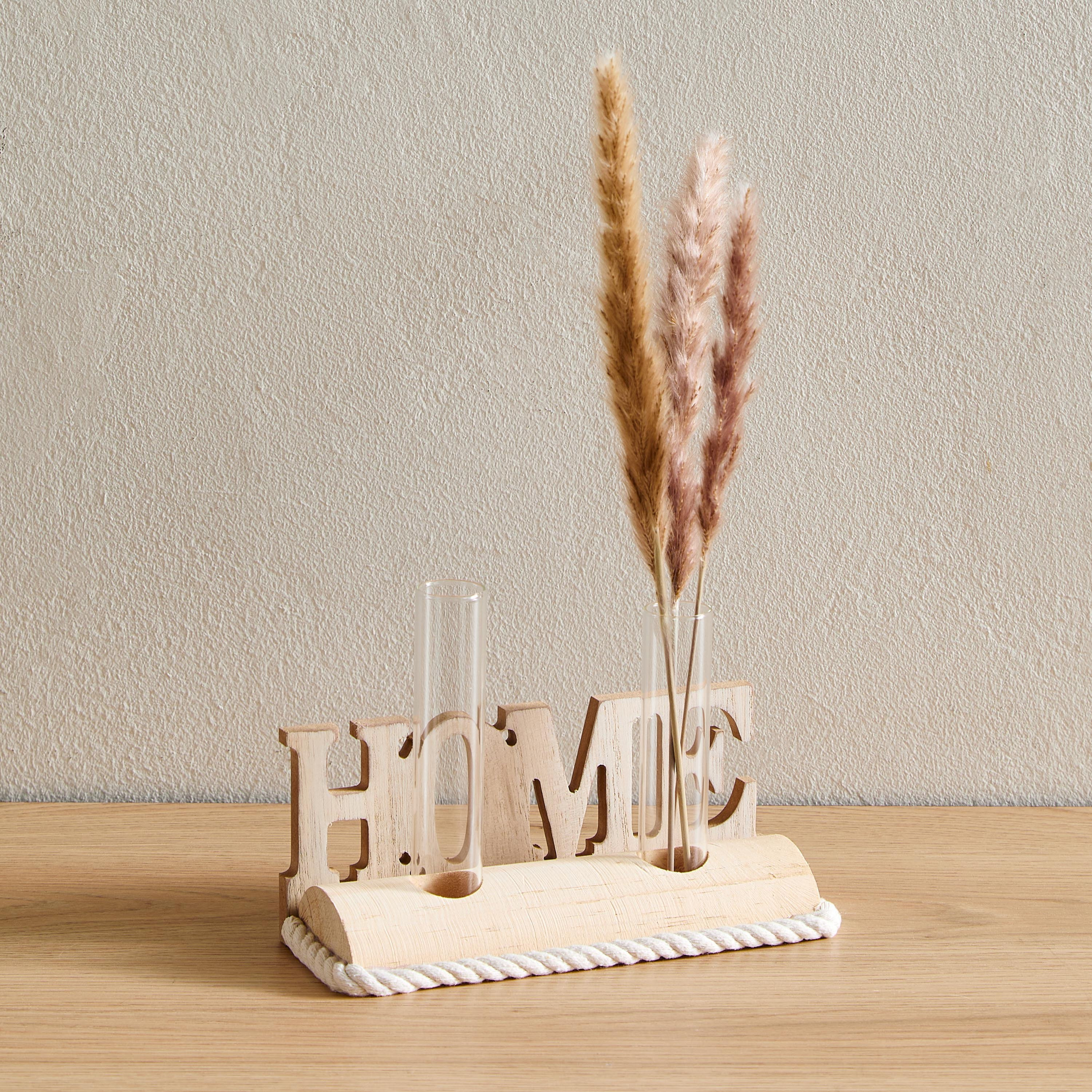 Wadee Wooden Home Accent with 2 Glass Vases-hbxhomeware-homedecor-figurinesandornaments-image-1