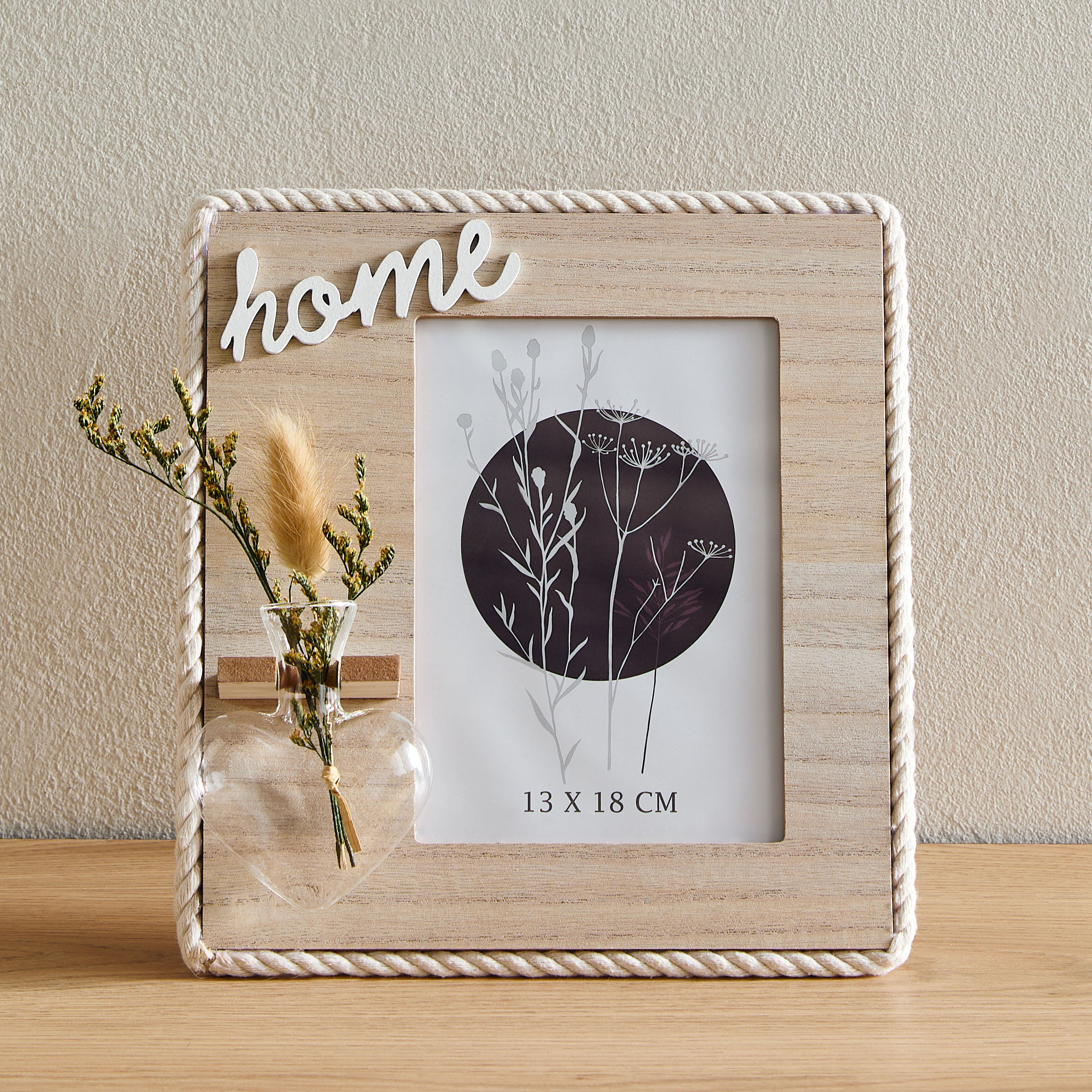 Wadee Wooden Photo Frame with Glass Vase and Dry Flowers-hbxdiningroom-walldecor-wallart-image-2