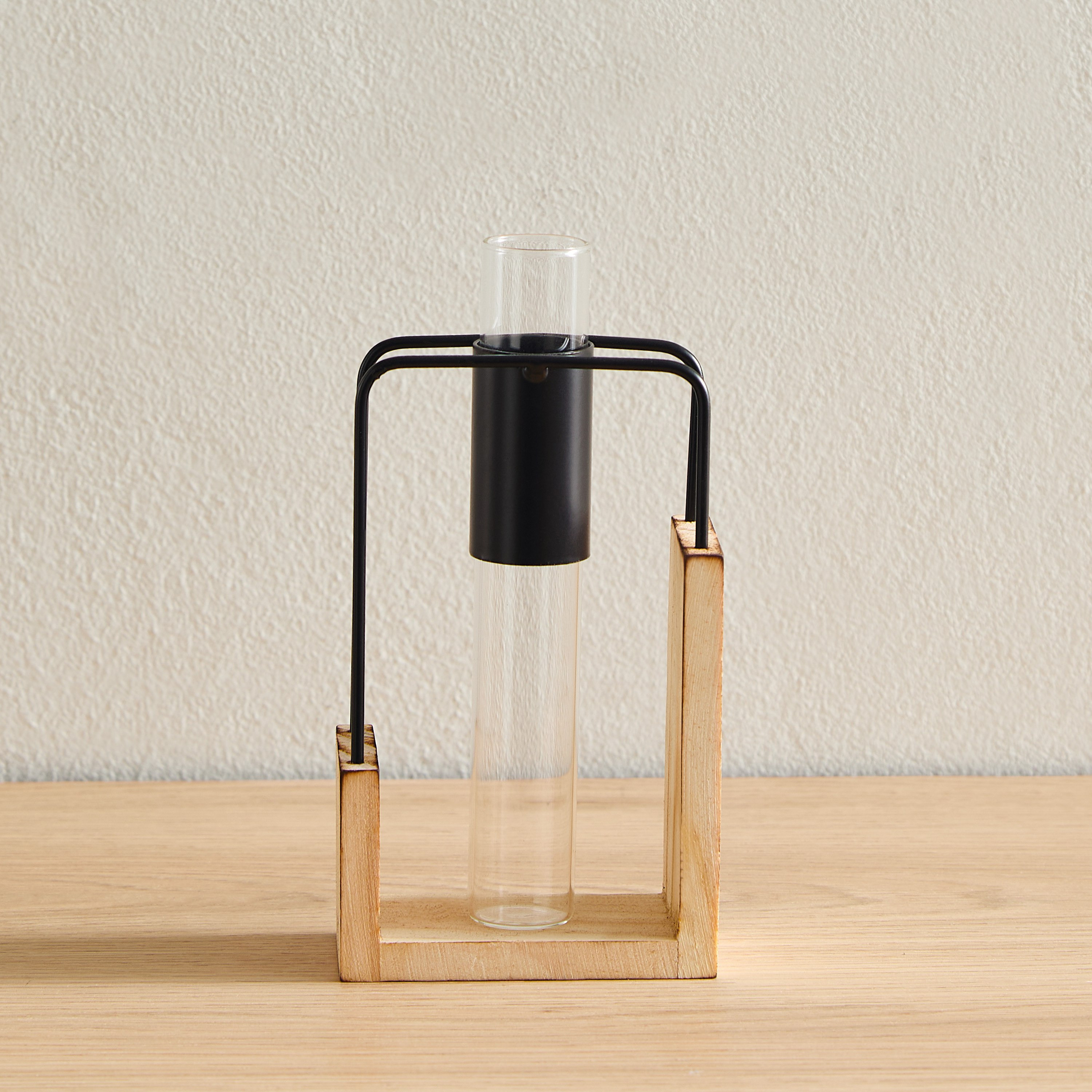 Wadee Metal and Wooden Flower Holder with Glass Vase-hbxhomeware-homedecor-figurinesandornaments-image-2