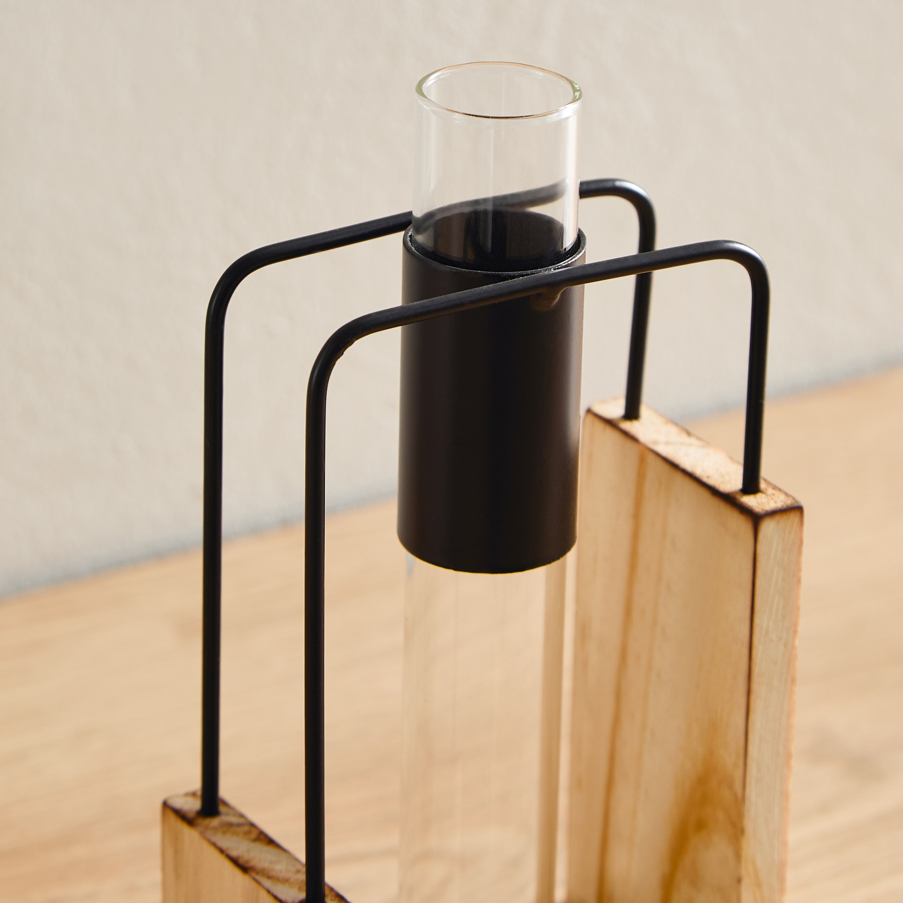 Wadee Metal and Wooden Flower Holder with Glass Vase-hbxhomeware-homedecor-figurinesandornaments-image-3