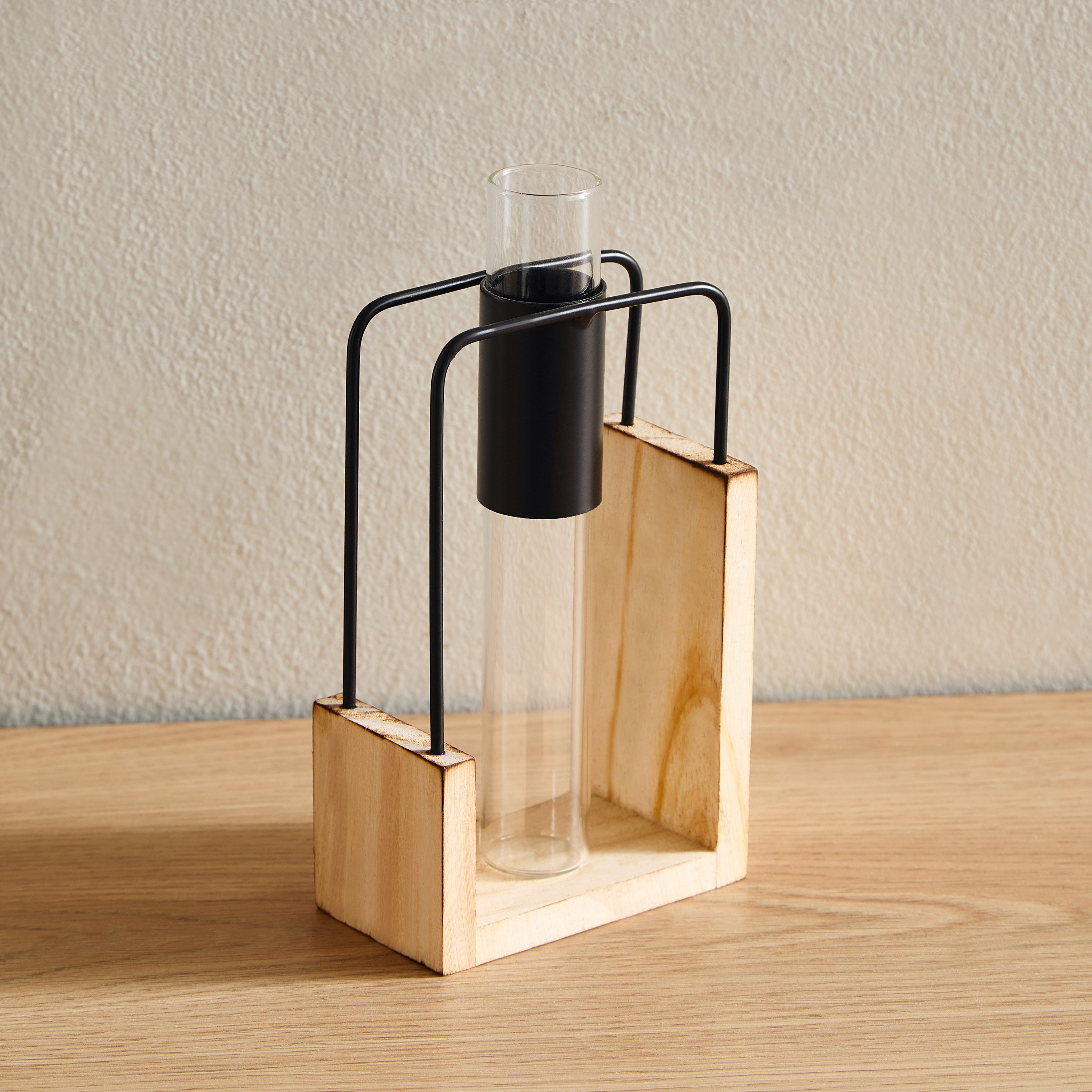 Wadee Metal and Wooden Flower Holder with Glass Vase-hbxhomeware-homedecor-figurinesandornaments-image-5