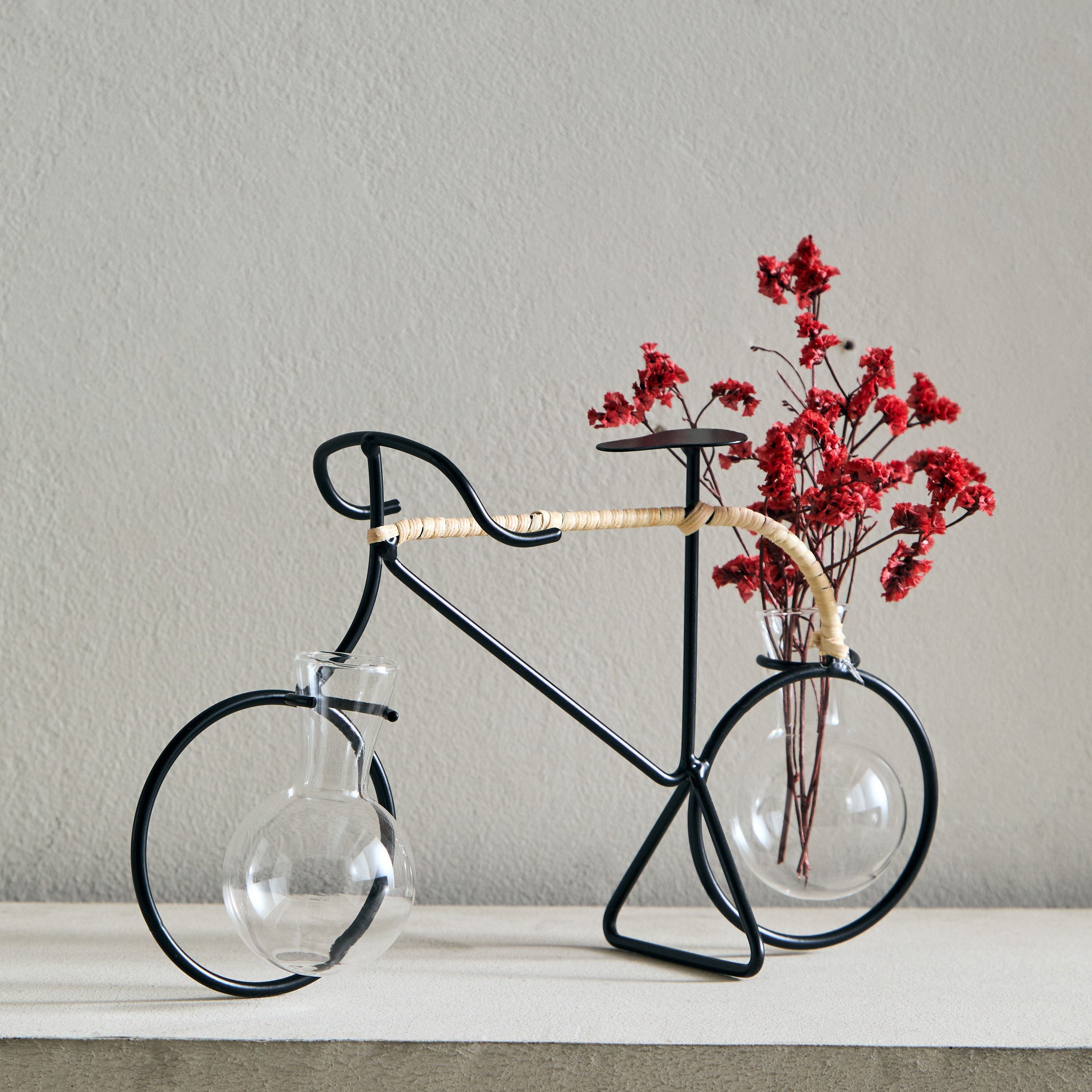 Wadee Metal Flower Holder with 2 Glass Vases-hbxhomeware-homedecor-figurinesandornaments-image-1