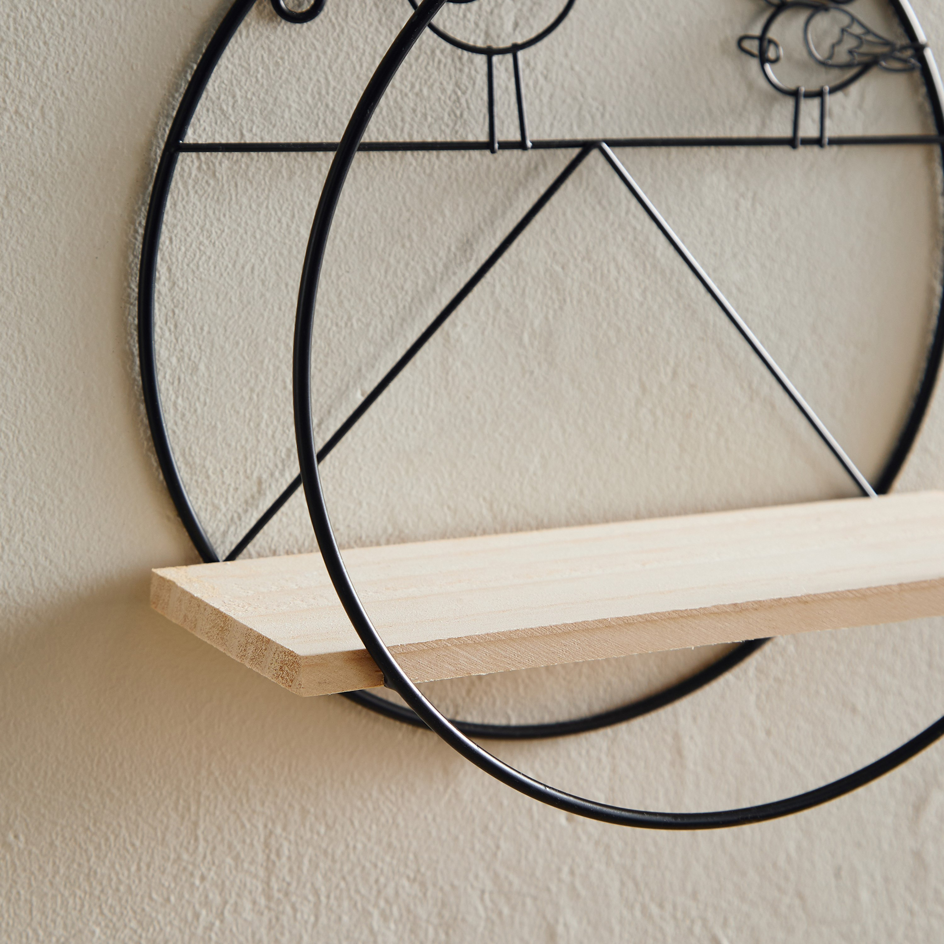 Wadee Metal and Wooden Wall Hanging Shelf - 22x9x22.5 cm-hbxlivingroom-walldecor-wallshelves-image-3