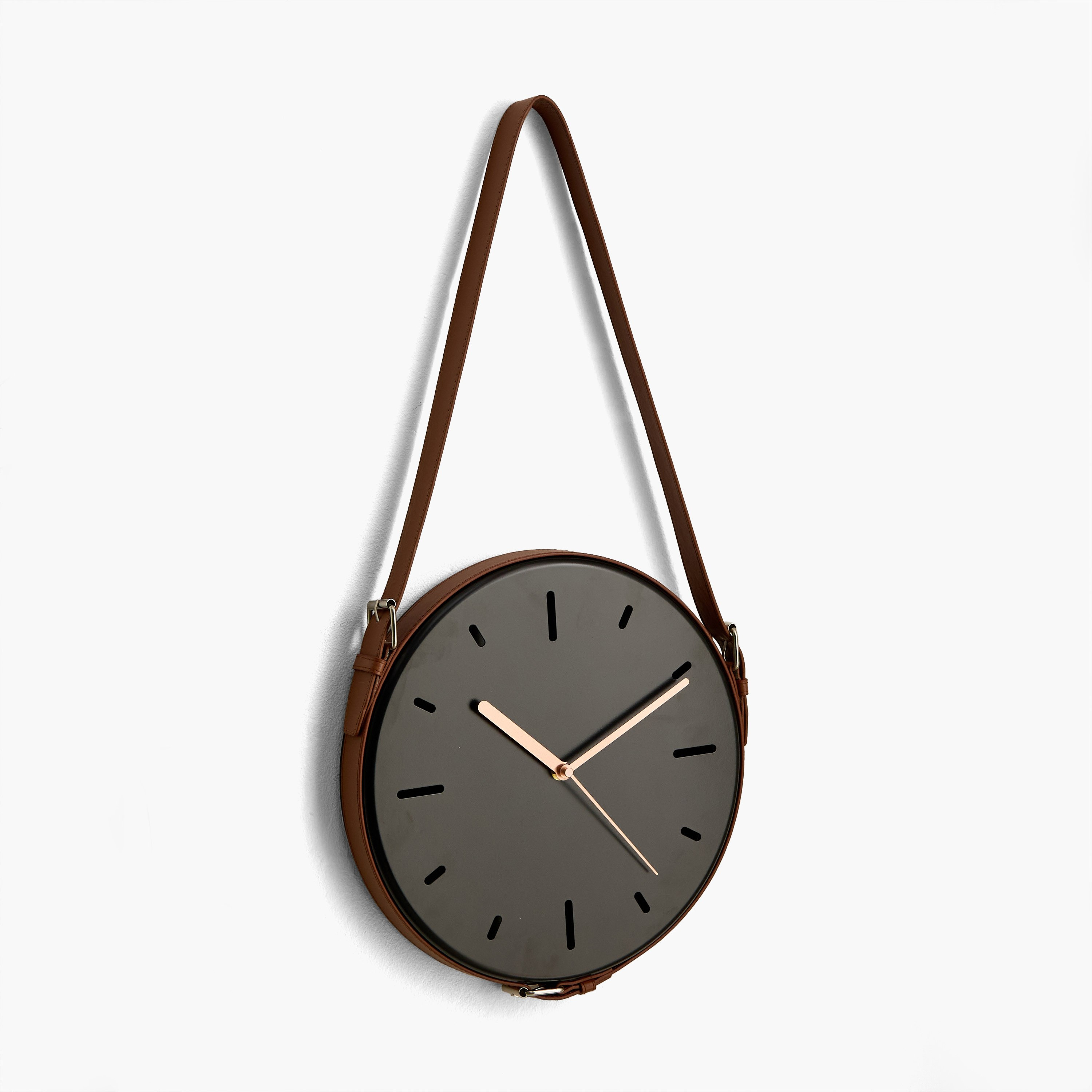 Mido Metal Creative Clock with Leather Strap - 31x5.5x31cm-hbxdiningroom-decorandaccessories-clocks-image-5