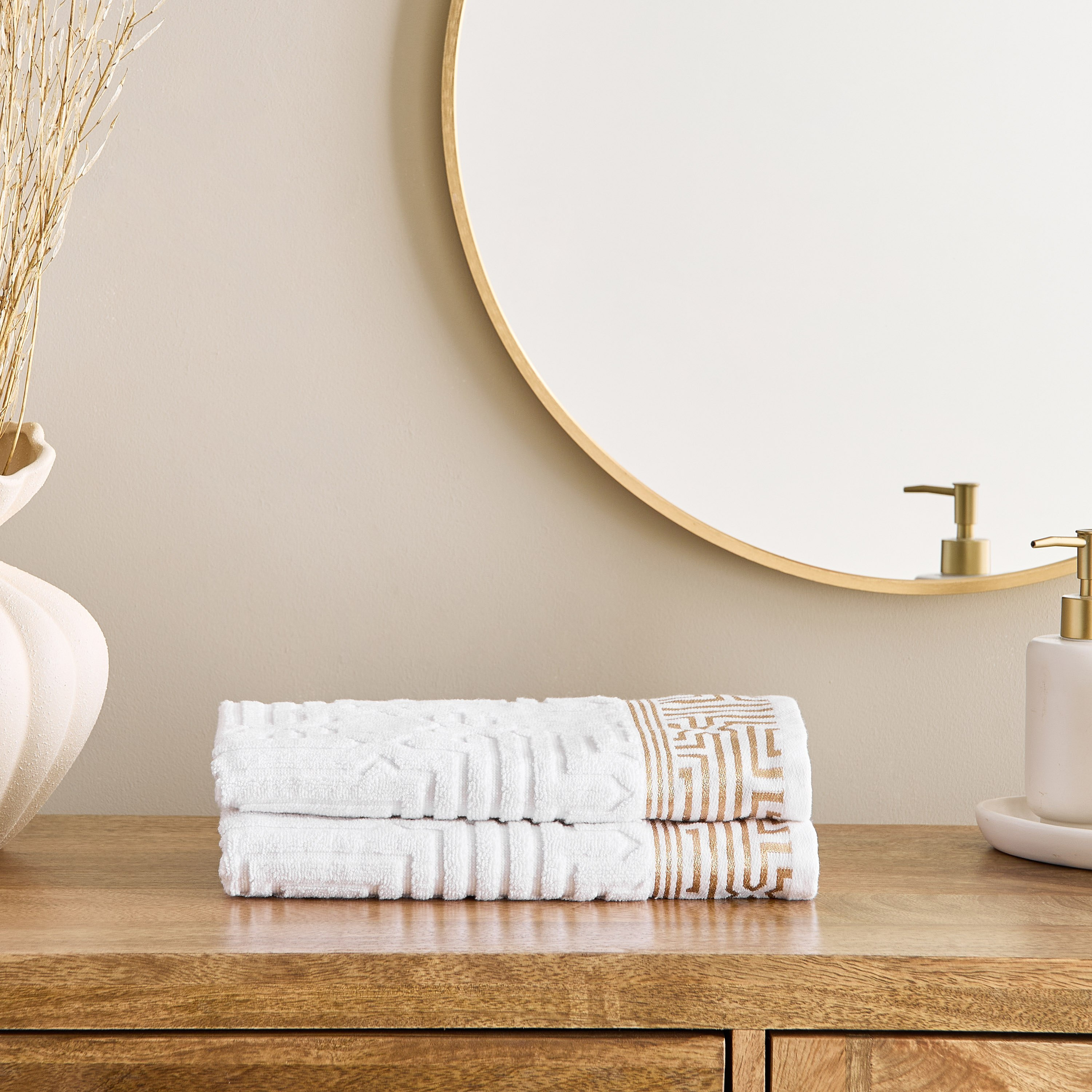Skyline Mirage Lurex Patterned Cotton Hand Towel - 50x90 cm-hbxbathroom-bathroomtextiles-image-4