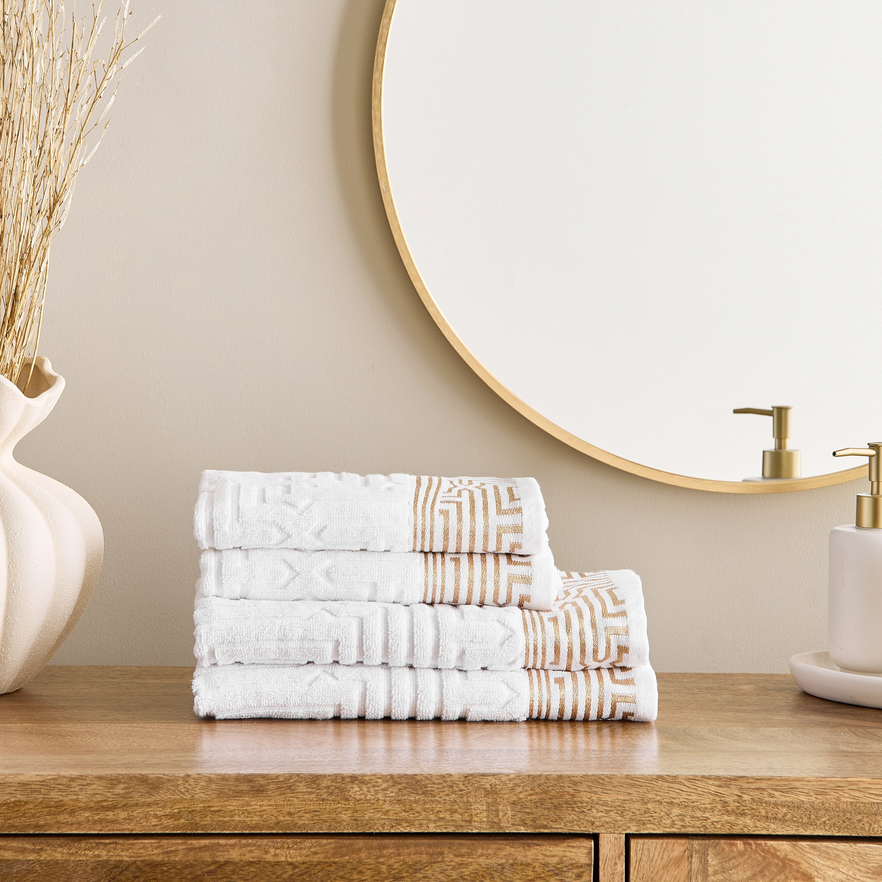 Skyline Mirage Lurex Patterned Cotton Hand Towel - 50x90 cm-hbxbathroom-bathroomtextiles-image-5
