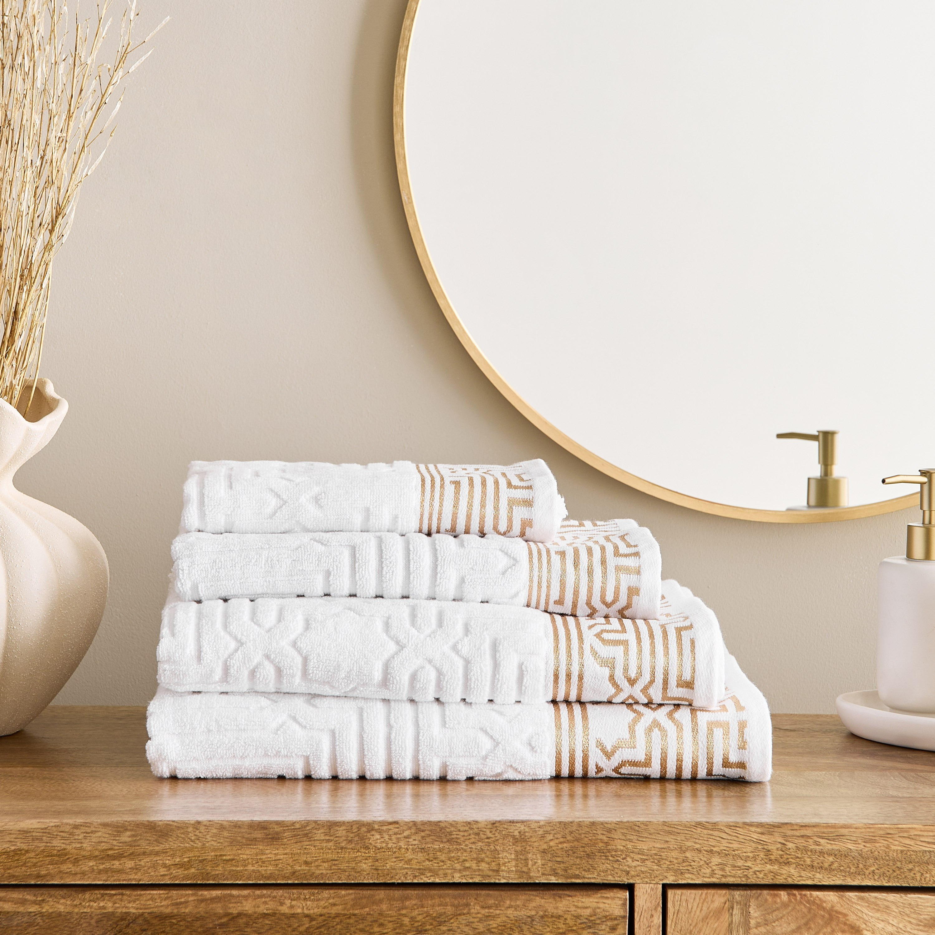 Skyline Mirage Lurex Patterned Cotton Hand Towel - 50x90 cm-hbxbathroom-bathroomtextiles-image-6