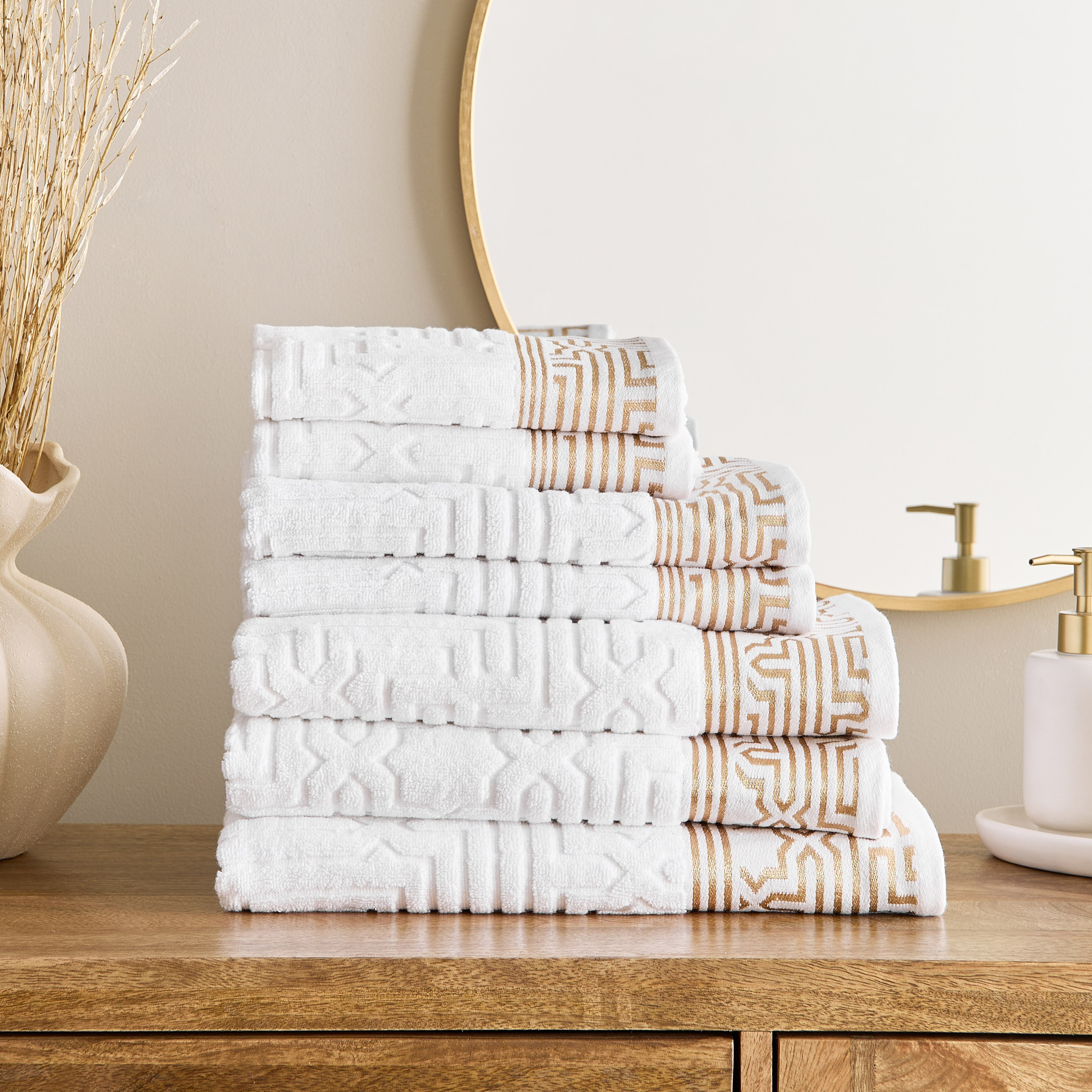 Skyline Mirage Lurex Patterned Cotton Hand Towel - 50x90 cm-hbxbathroom-bathroomtextiles-image-7