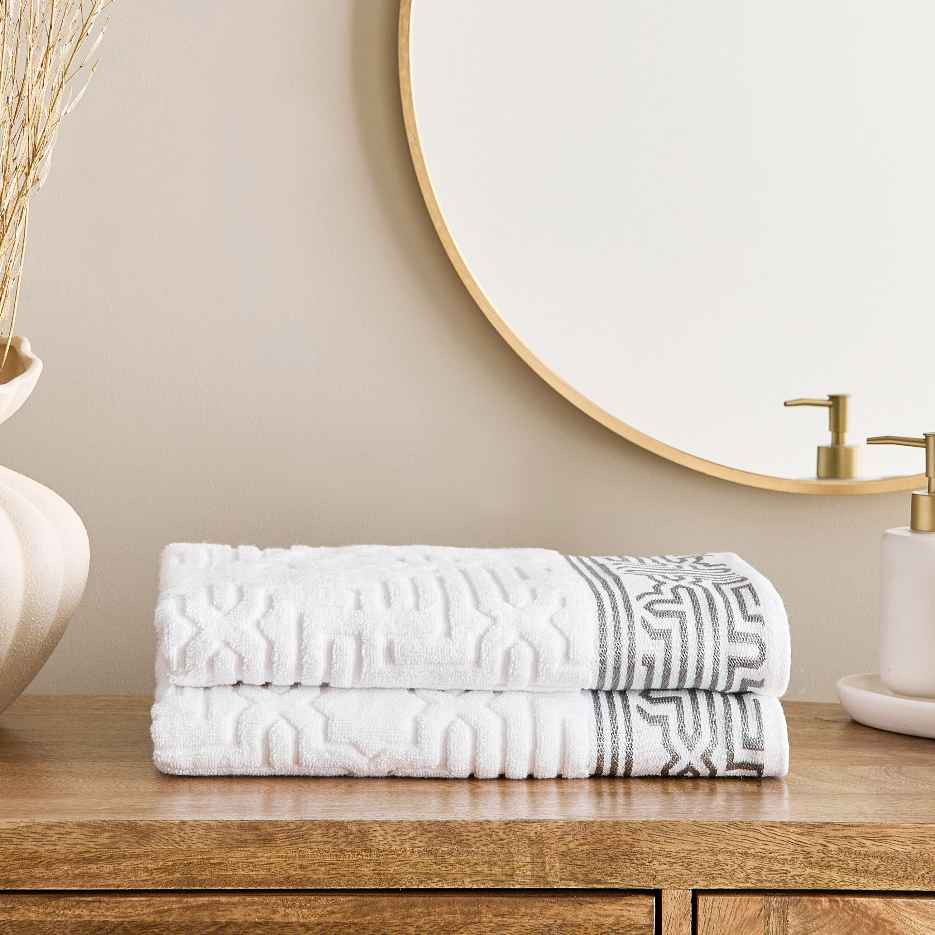Skyline Mirage Lurex Patterned Cotton Bath Sheet - 80x150 cm-hbxbathroom-bathroomtextiles-image-4