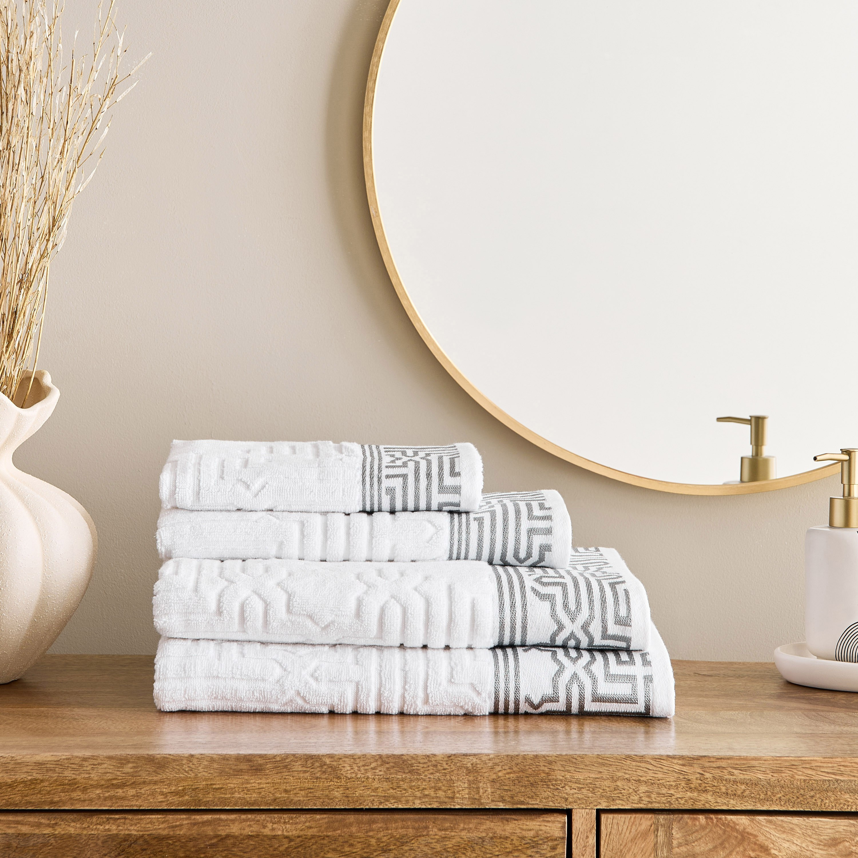 Skyline Mirage Lurex Patterned Cotton Bath Sheet - 80x150 cm-hbxbathroom-bathroomtextiles-image-5